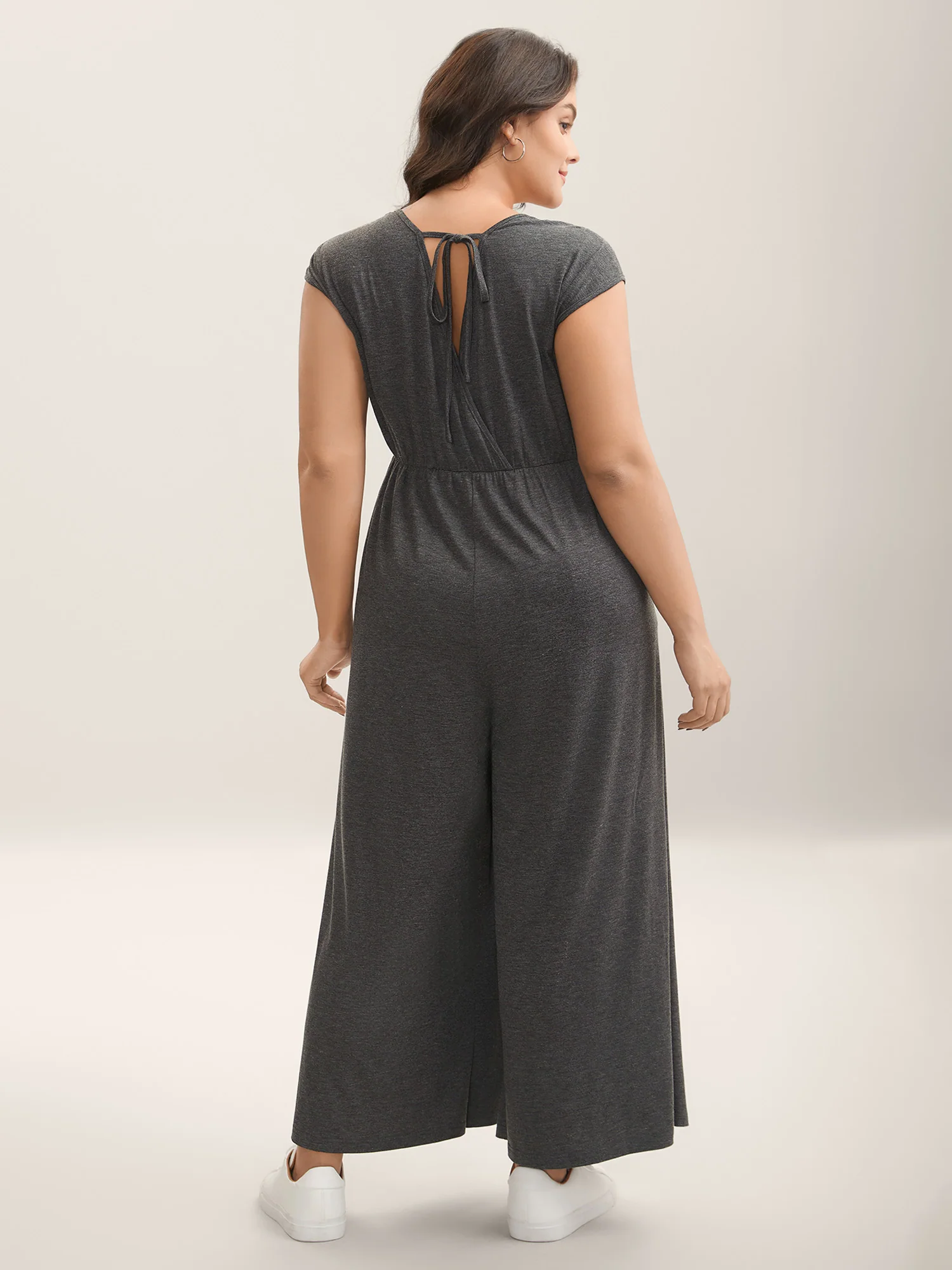 Pleated Waist Pockets Wide-Leg Jumpsuit - Image 5