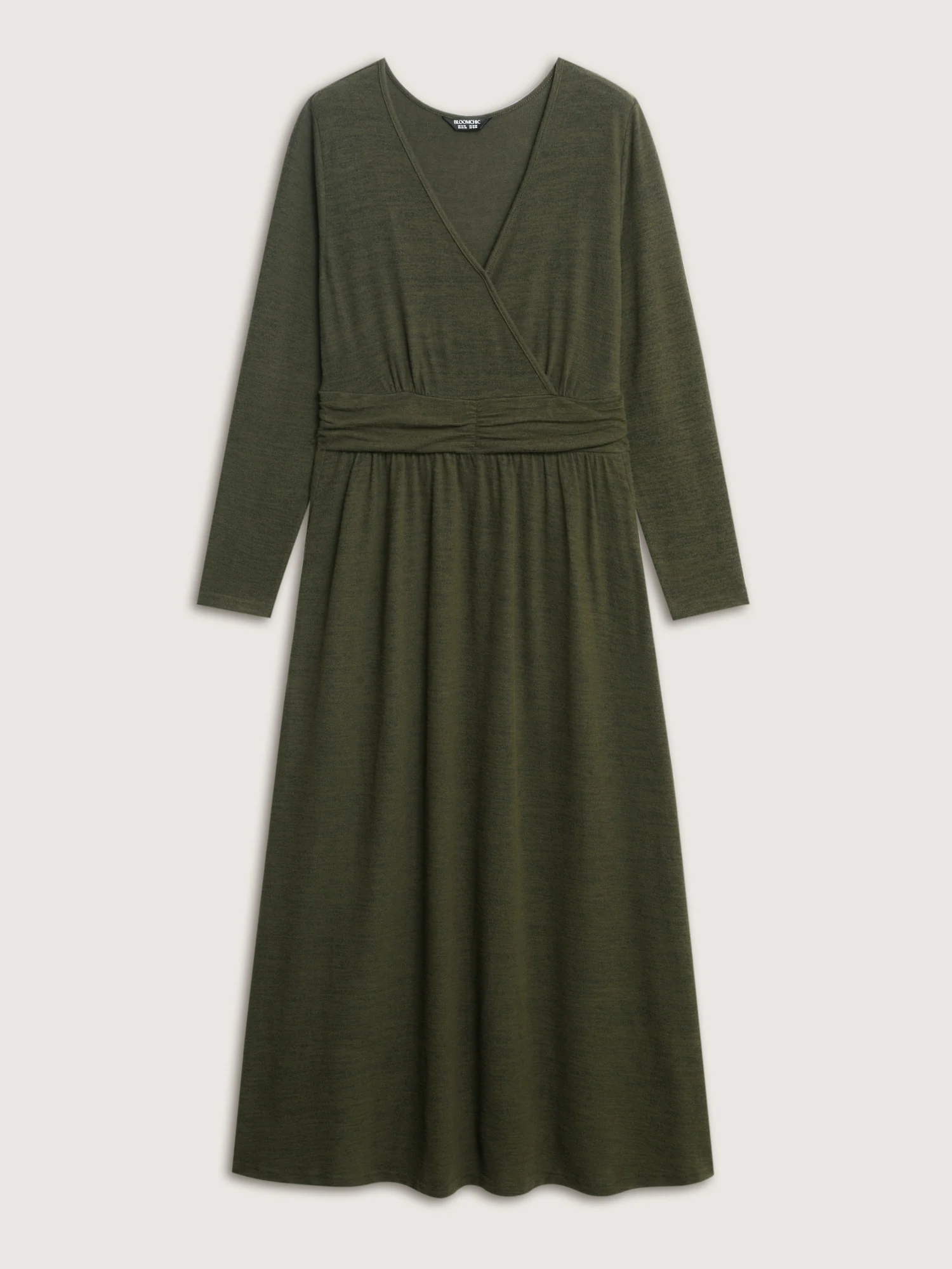 Pleated Waist Wrap Neckline Knit Maxi Dress - Image 7