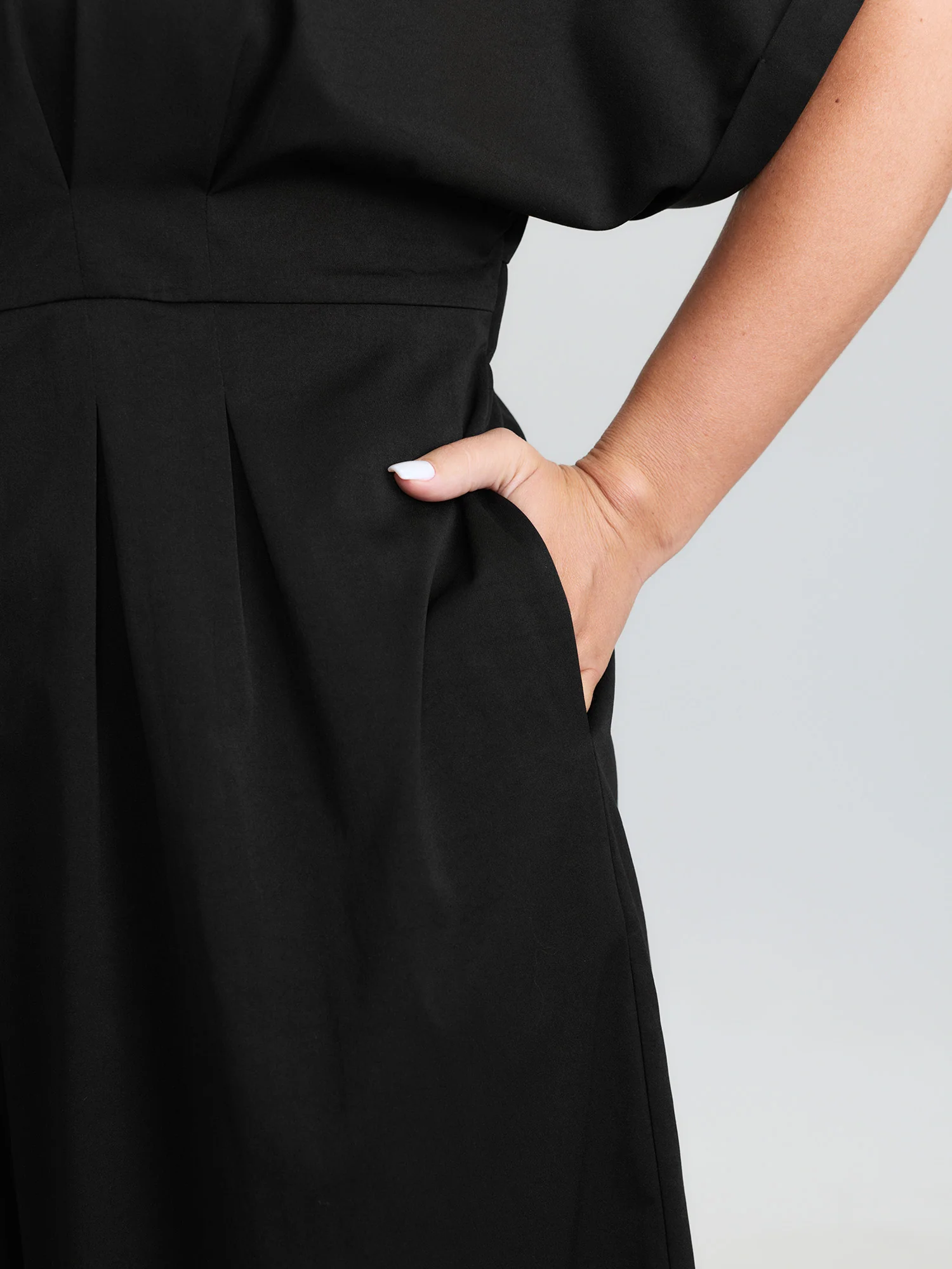 Pleated Waistband Button Detail Pocket Jumpsuit - Image 4
