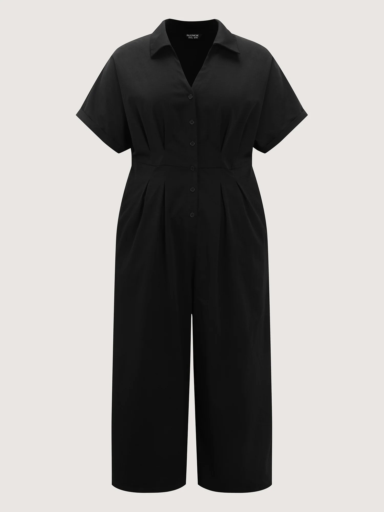 Pleated Waistband Button Detail Pocket Jumpsuit - Image 8