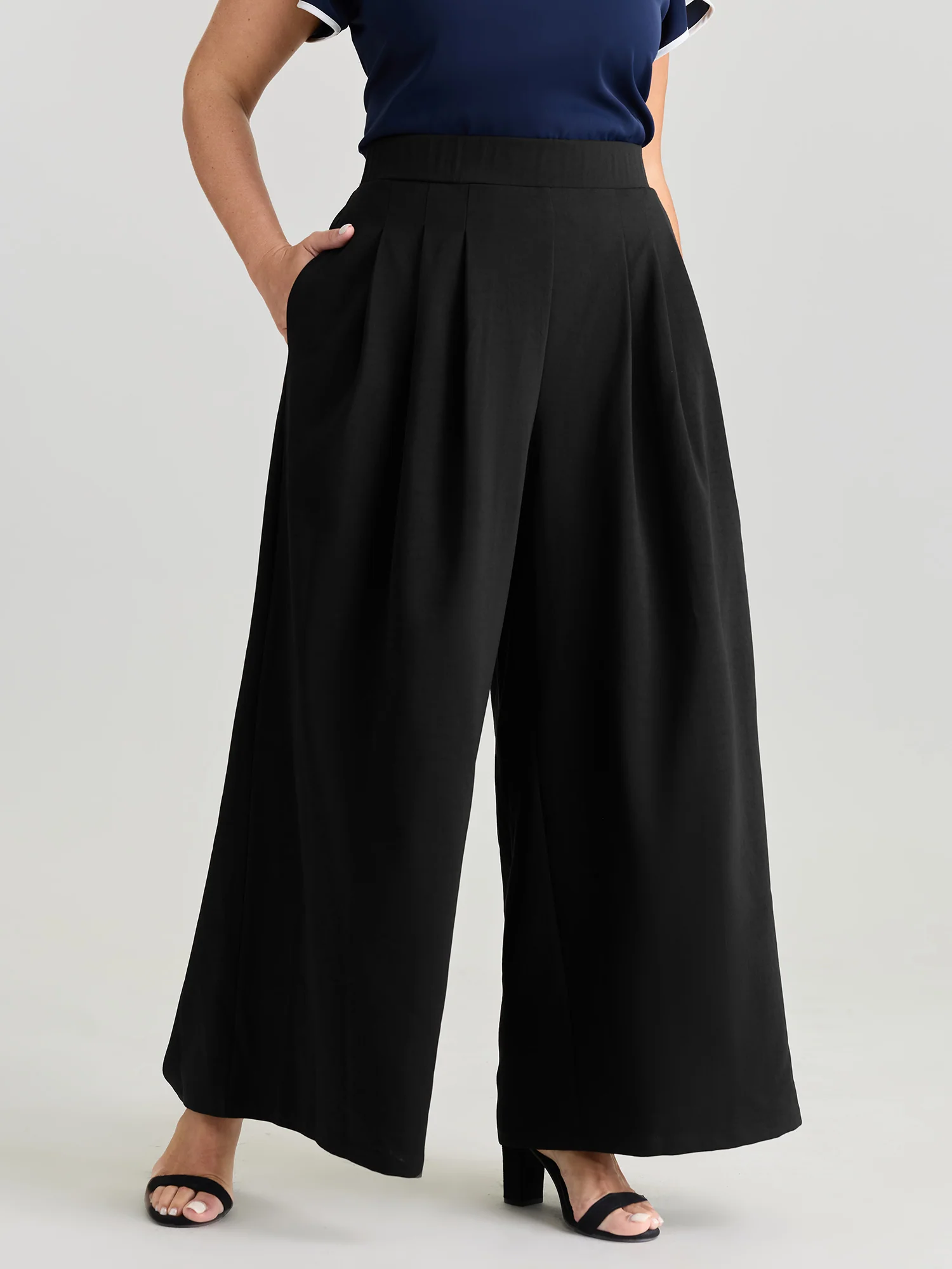 Pleated Wide-Leg Curve-Friendly Pants - Image 2