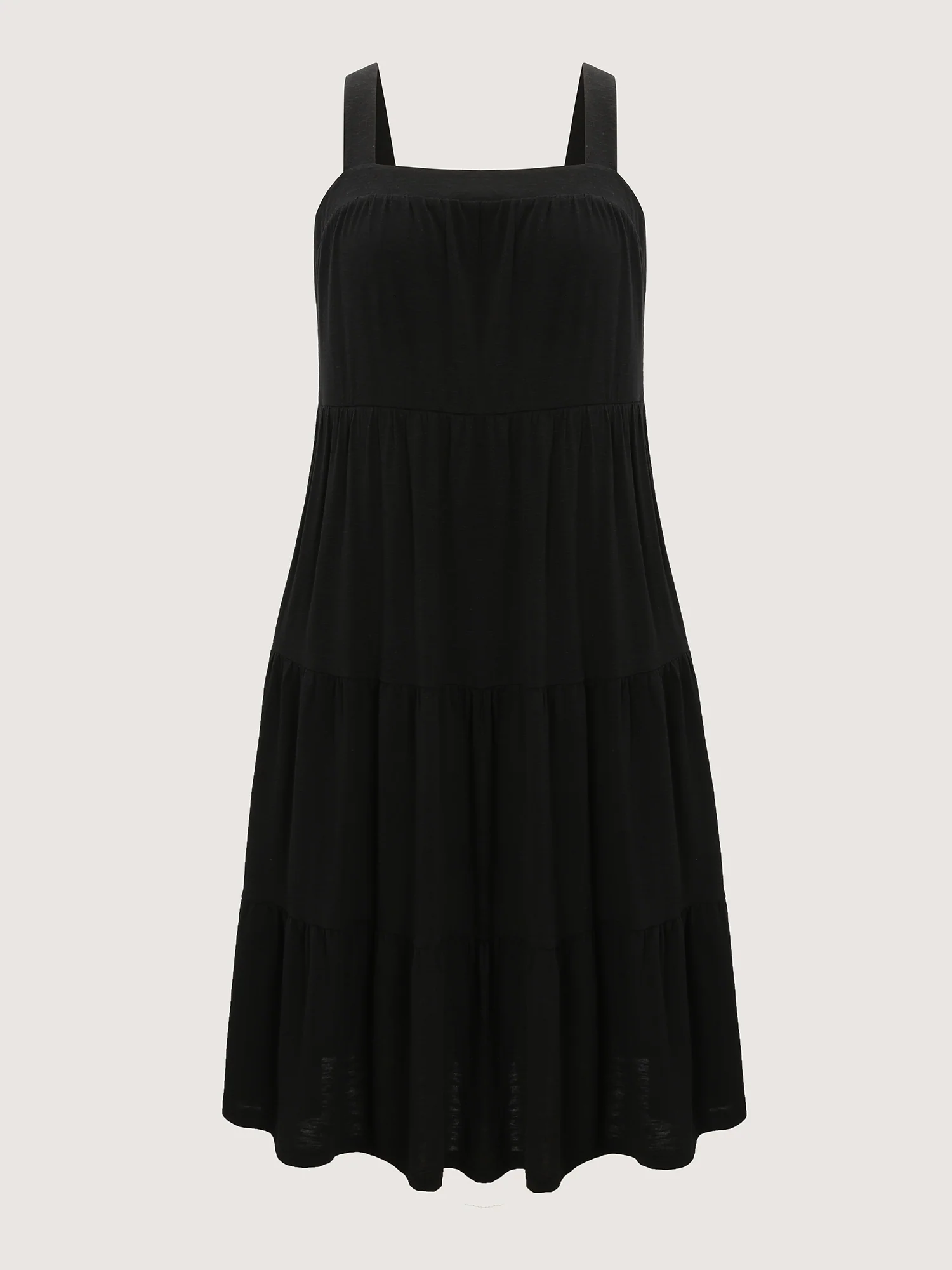 Pleated Wide-Straps Plain Midi Dress - Image 7