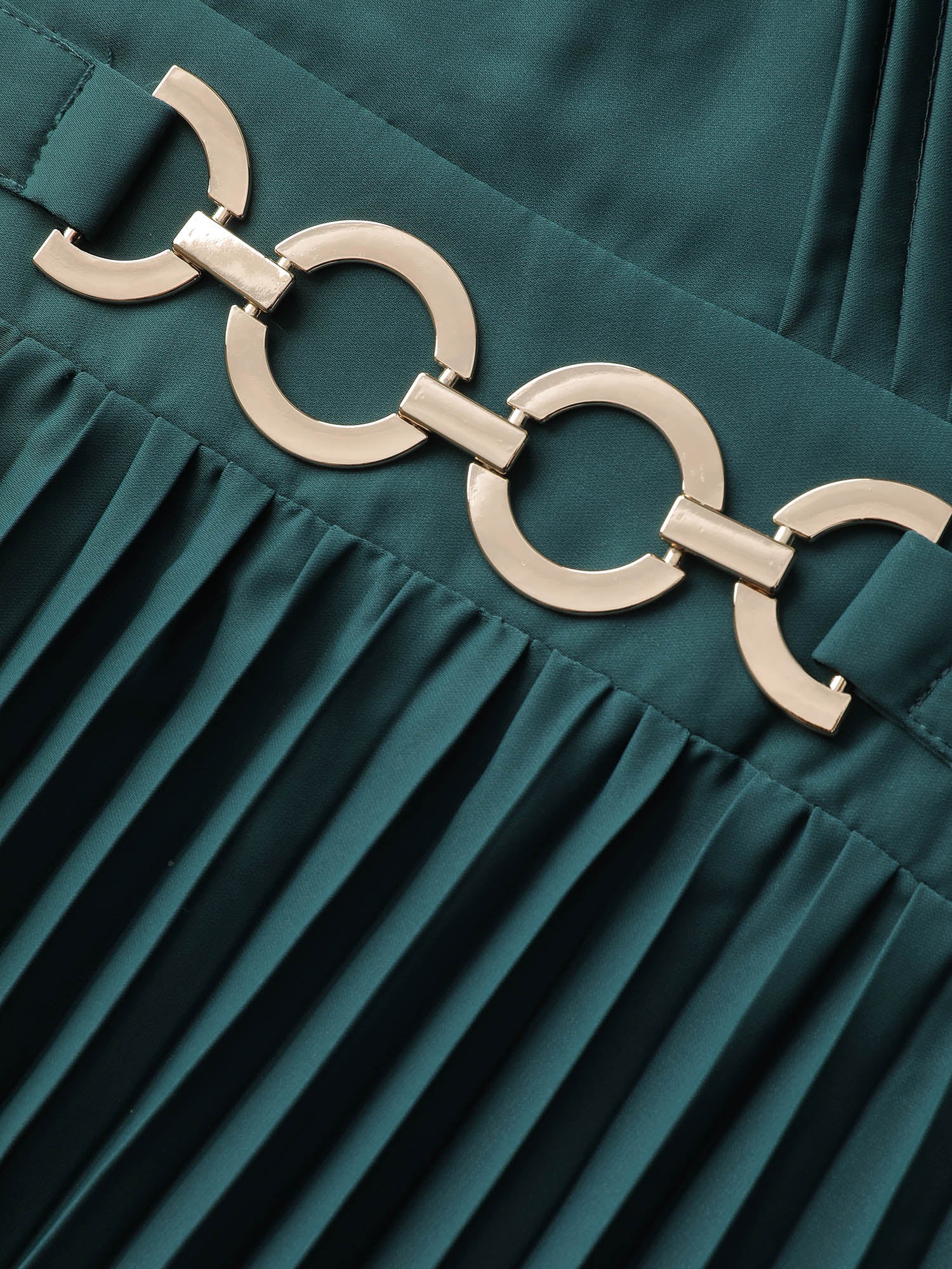 Pleated Wrap Neckline Shirred Waist Midi Dress - Image 5
