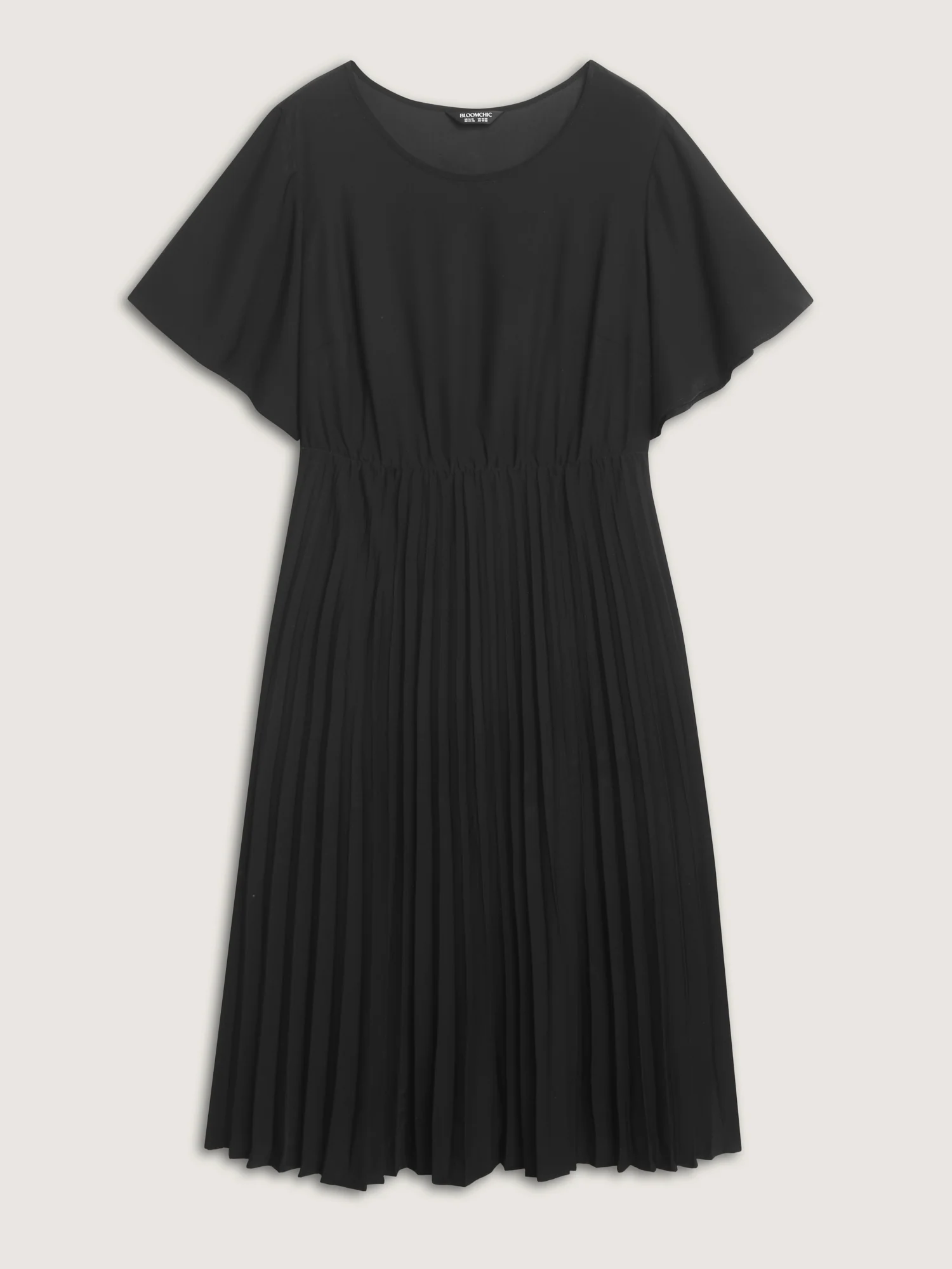 Plicated Detail Flared Sleeve Midi Dress - Image 8