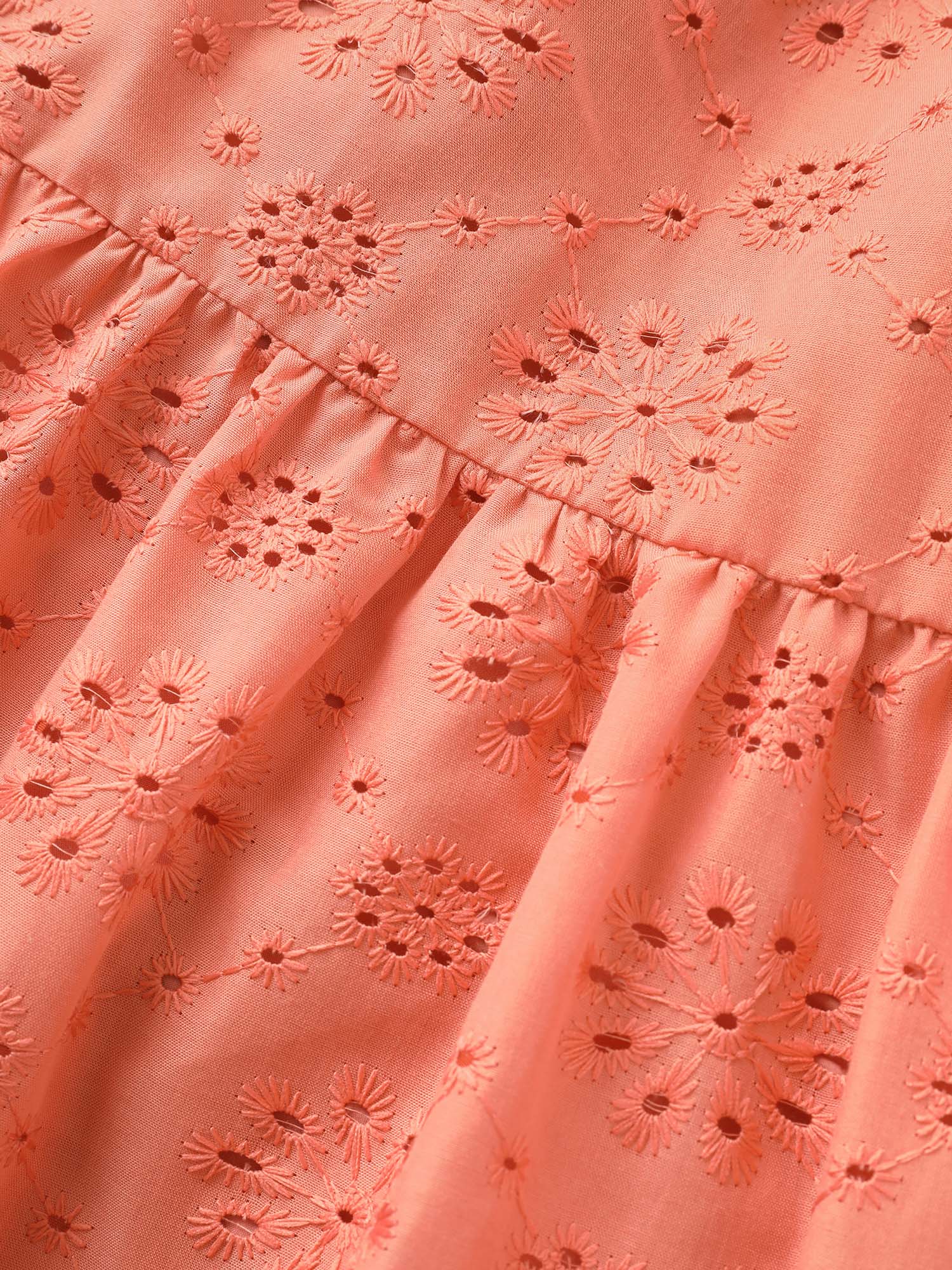 Plisse Broderie Anglaise Patchwork Ruffle Hem Dress - Image 5
