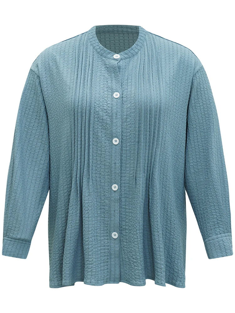 Plisse Button Up Curved Hem Kimono - Image 10