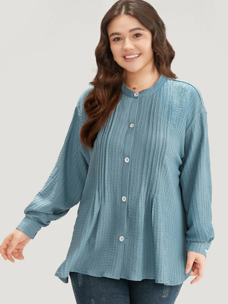 Plisse Button Up Curved Hem Kimono - Image 4