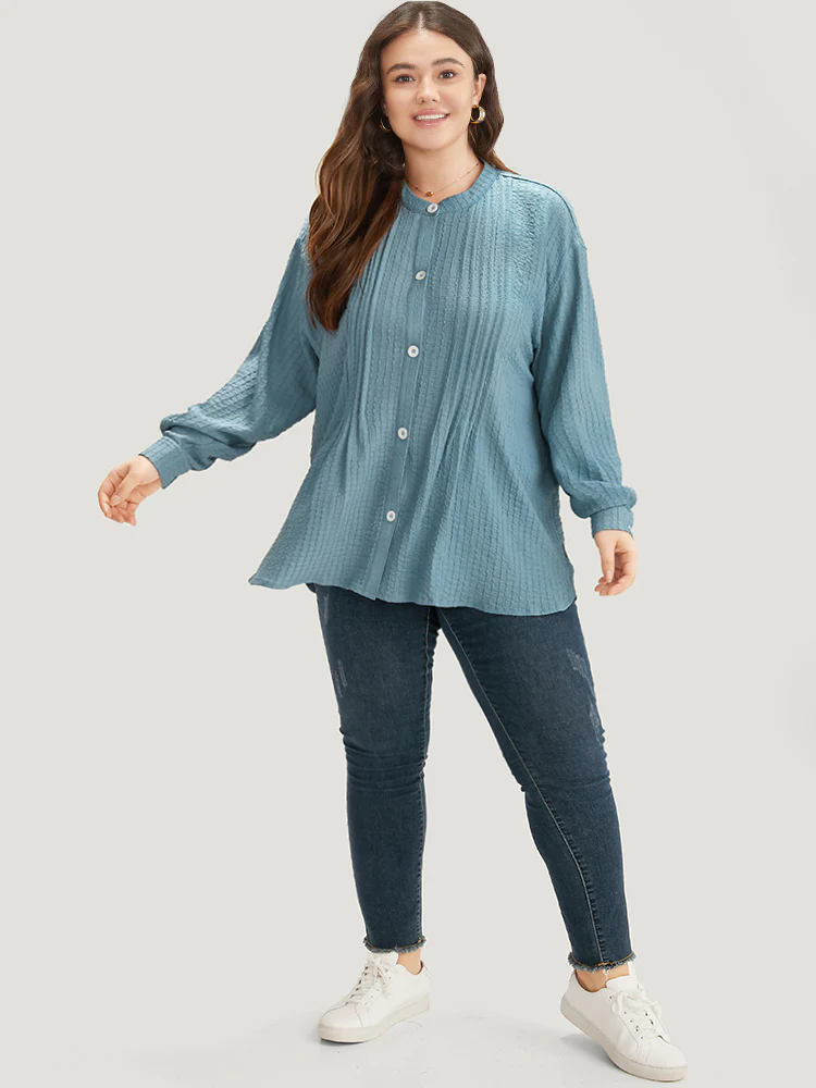 Plisse Button Up Curved Hem Kimono - Image 5
