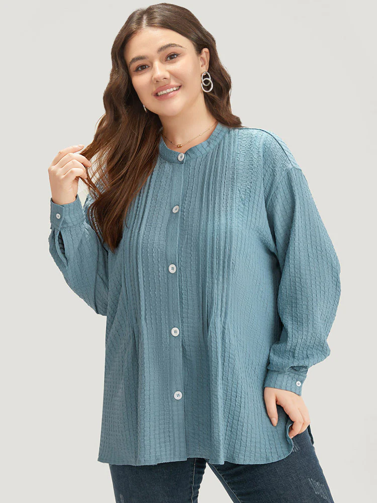 Plisse Button Up Curved Hem Kimono - Image 6