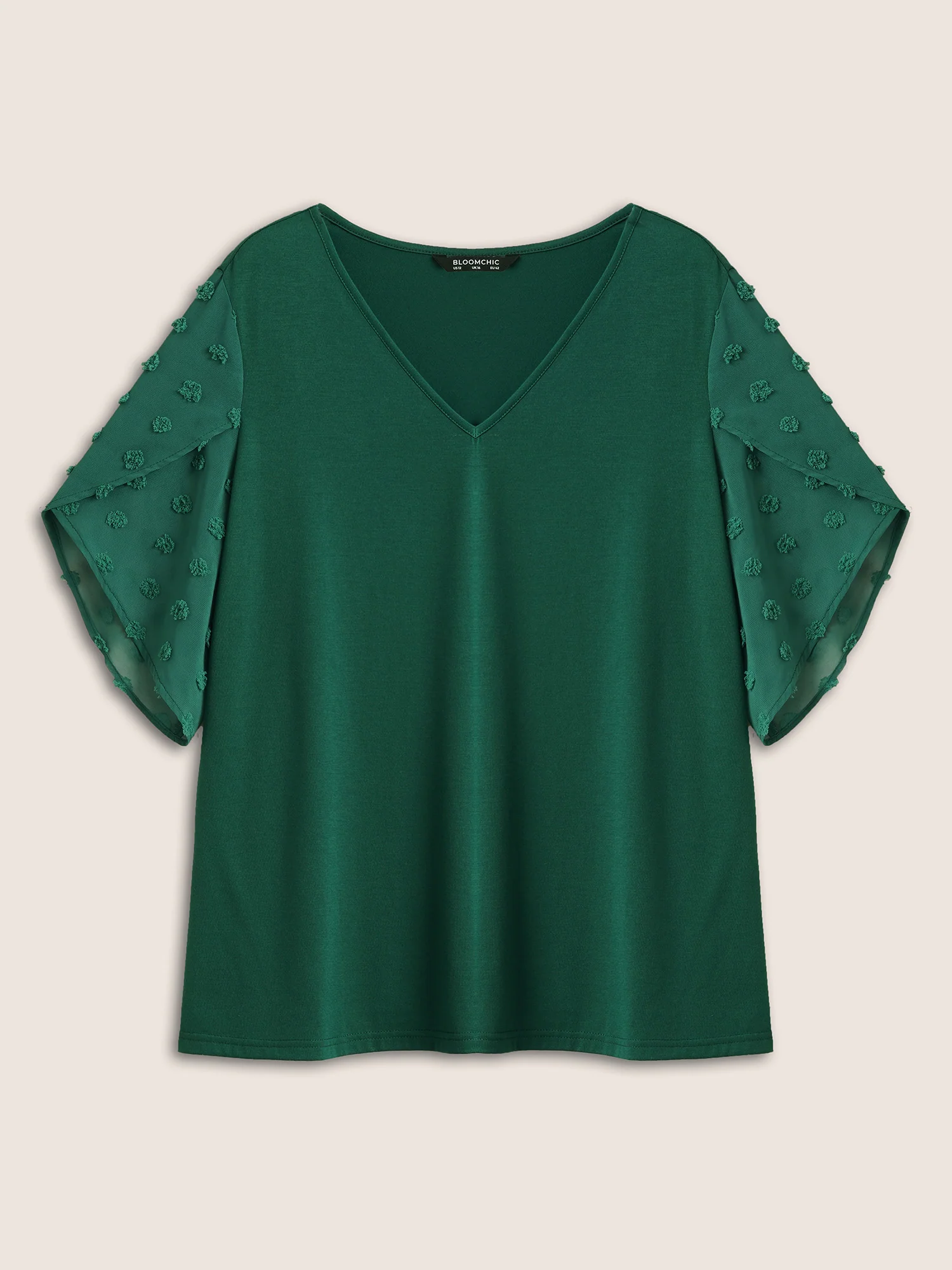 Plisse Chiffon Patchwork Petal Sleeve T-shirt - Image 6