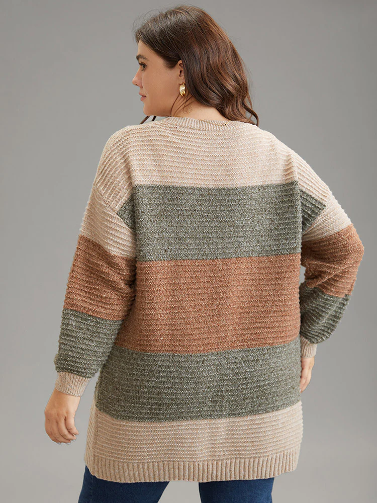 Plisse Colorblock Patched Pocket Open Front Cardigan - Image 2