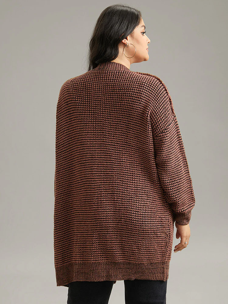 Plisse Plain Patched Pocket Tunic Cardigan - Image 2
