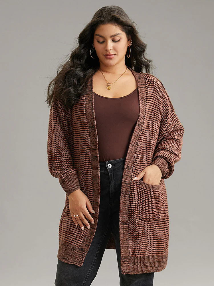 Plisse Plain Patched Pocket Tunic Cardigan - Image 3