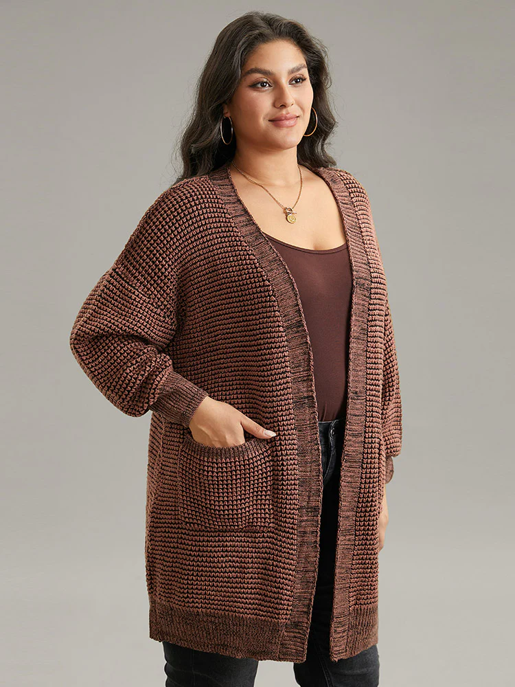Plisse Plain Patched Pocket Tunic Cardigan - Image 4