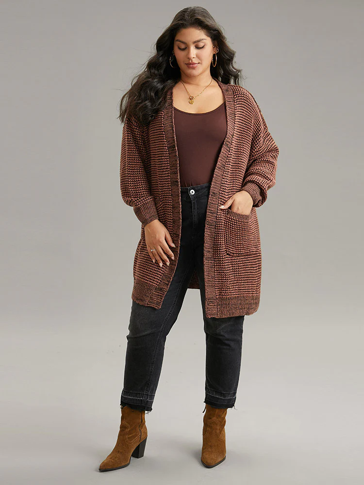 Plisse Plain Patched Pocket Tunic Cardigan - Image 5