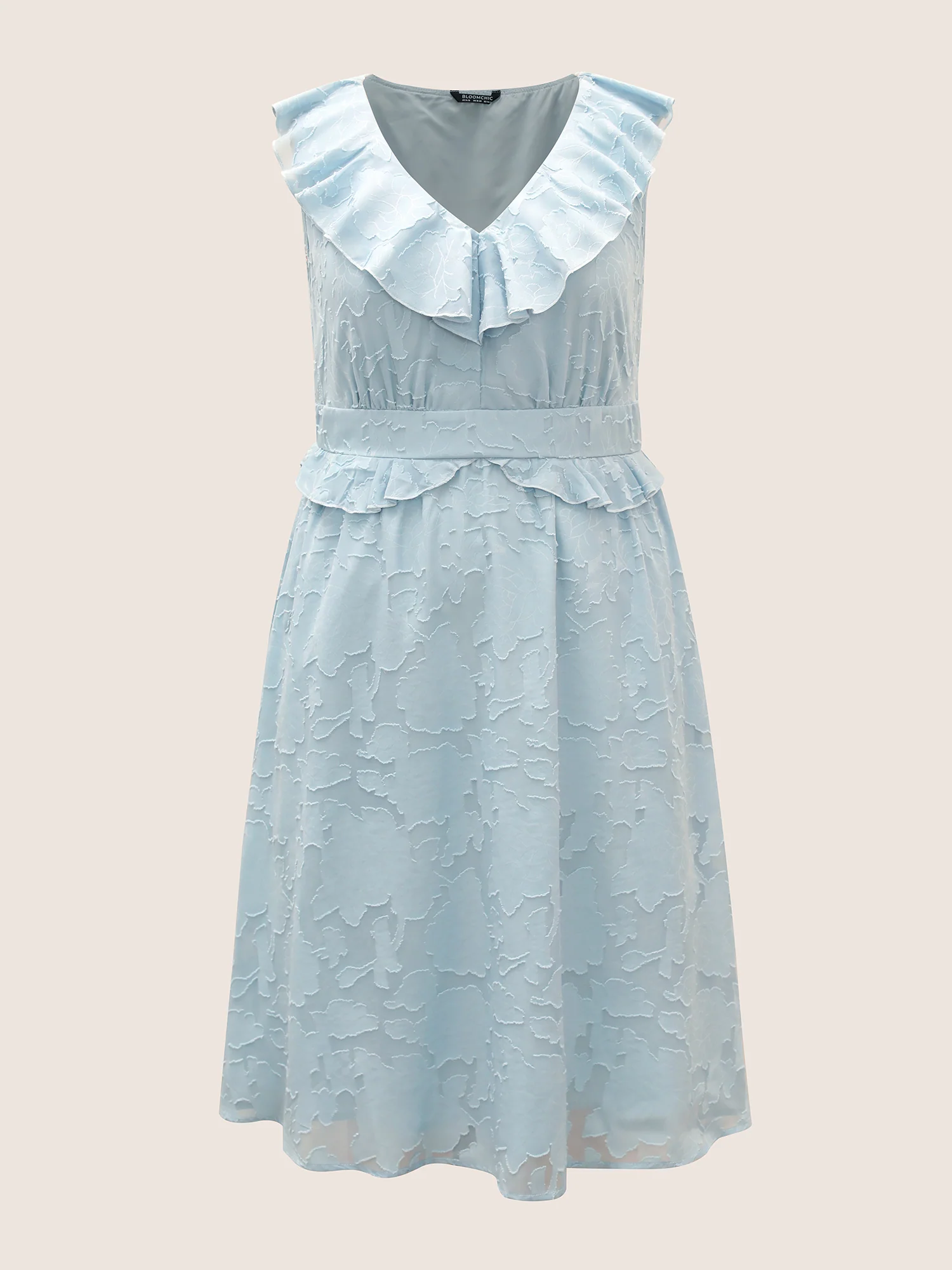Plisse Ruffle Trim Gathered Sleeveless Dress - Image 7
