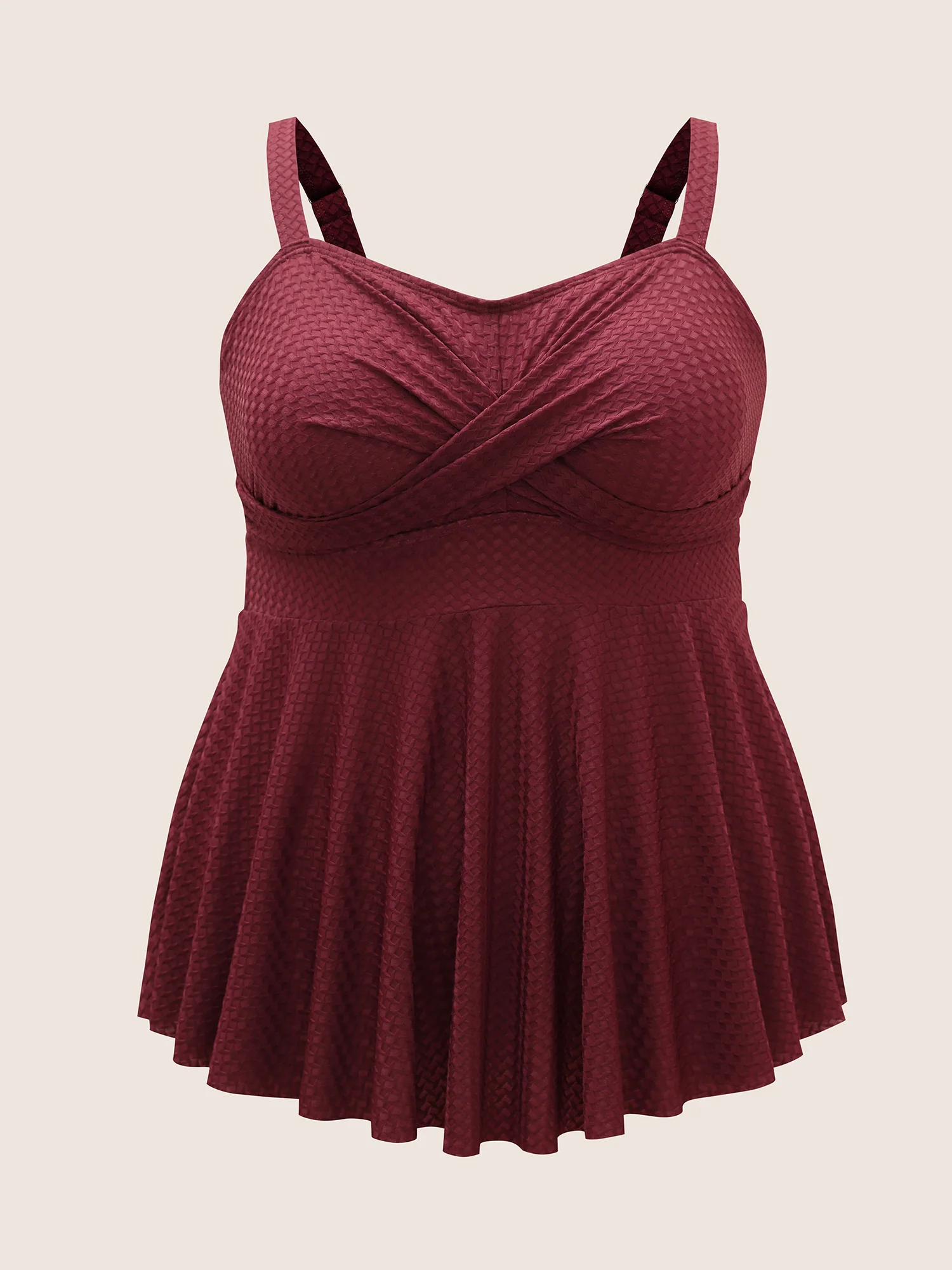 Plisse Solid Crossover A Line Swim Top - Image 6