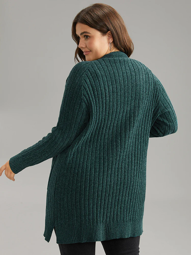 Plisse Solid Patched Pocket Cardigan - Image 2