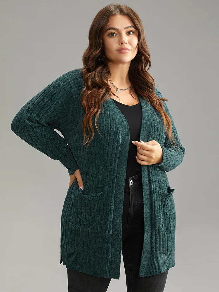 Plisse Solid Patched Pocket Cardigan - Image 3