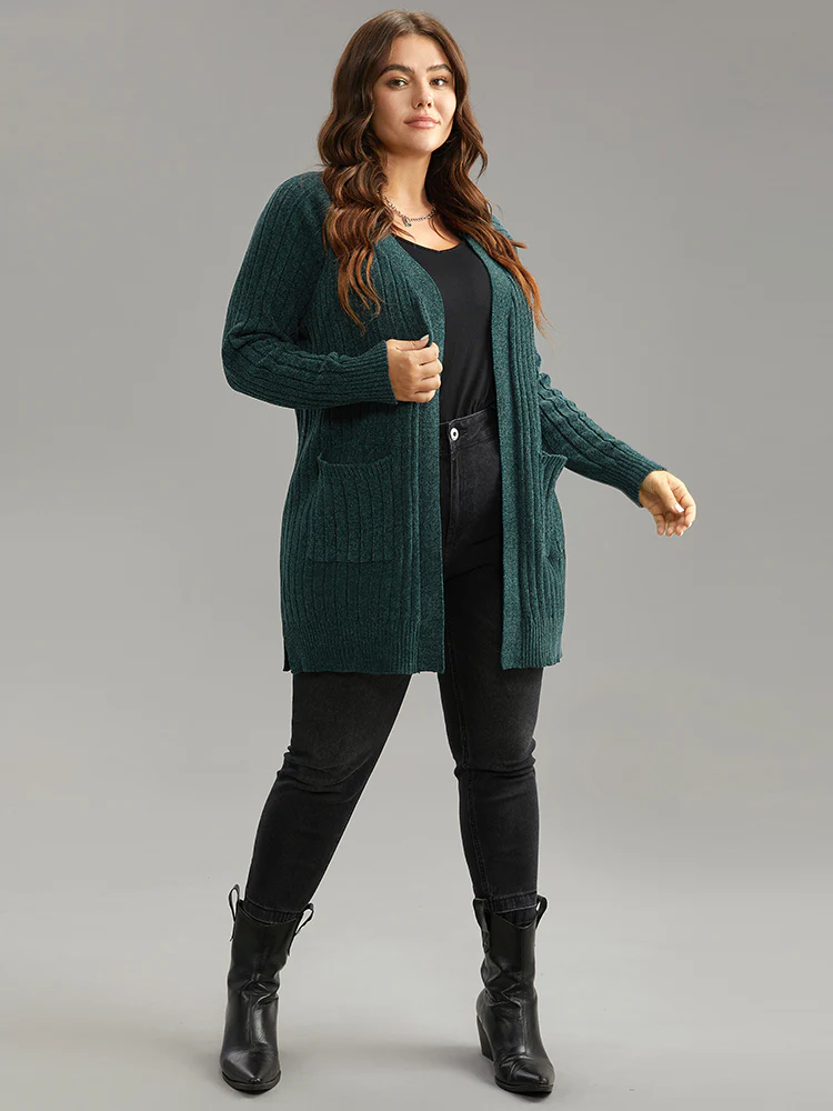 Plisse Solid Patched Pocket Cardigan - Image 4