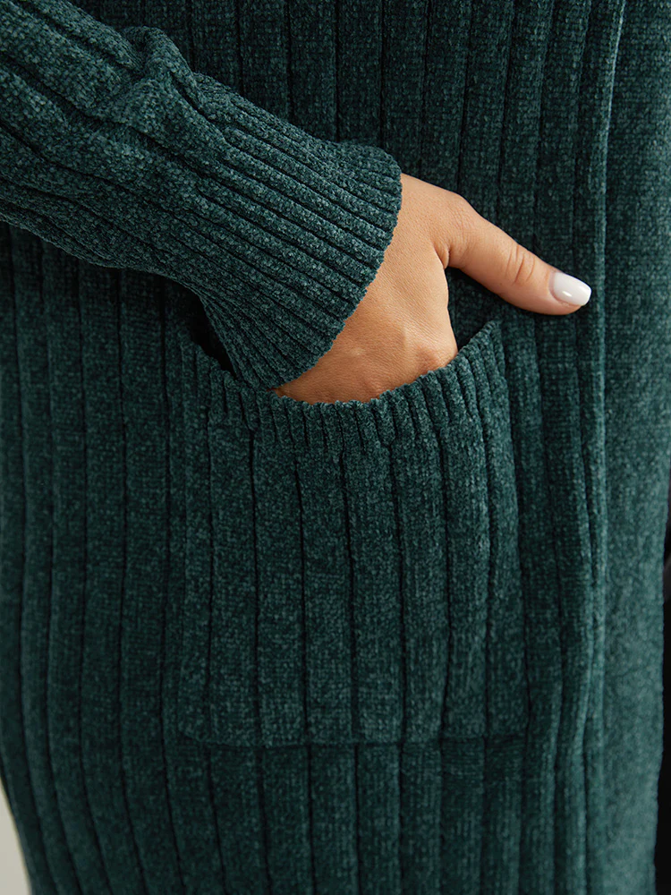 Plisse Solid Patched Pocket Cardigan - Image 5