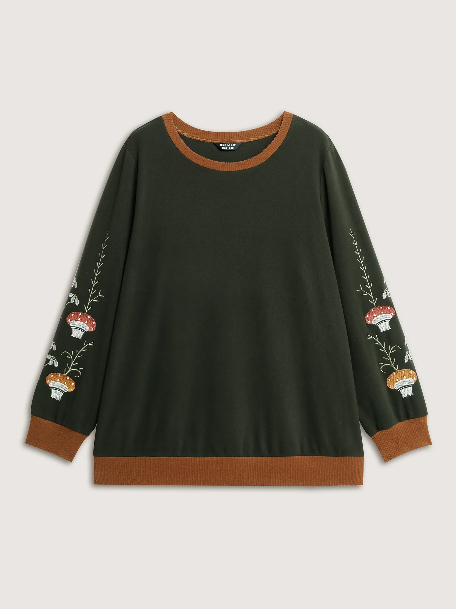 Plush Mushroom Embroidered Sleeve Sweatshirt - Image 7