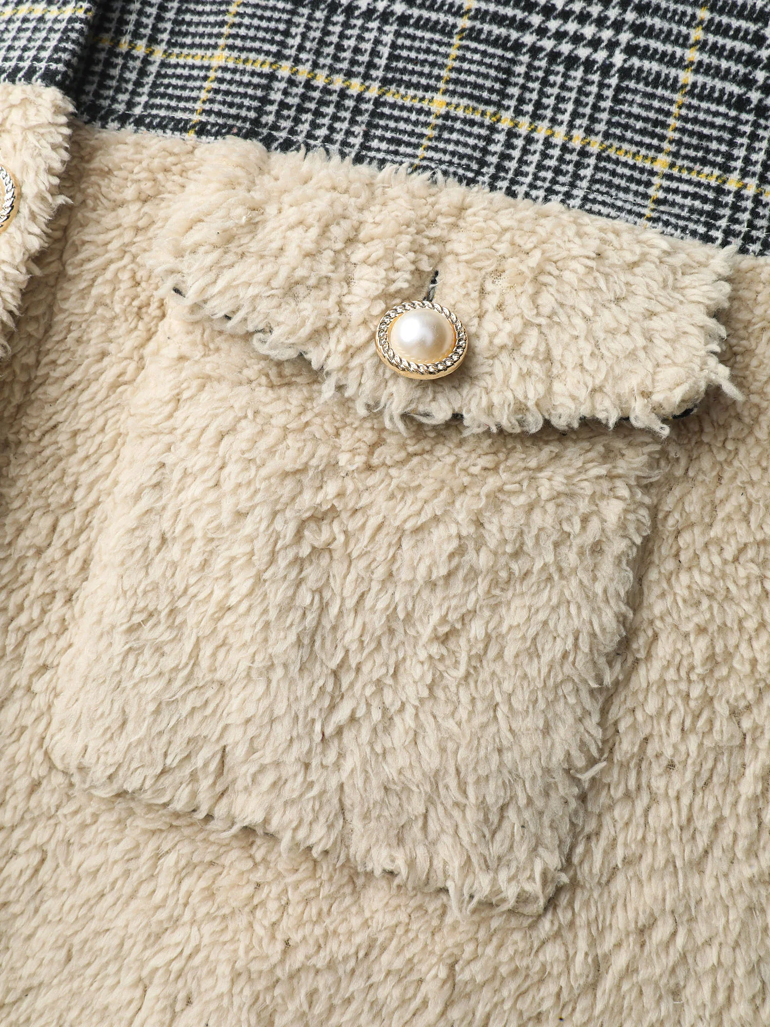 Plush Patchwork Patch Pockets Jacket - Image 6