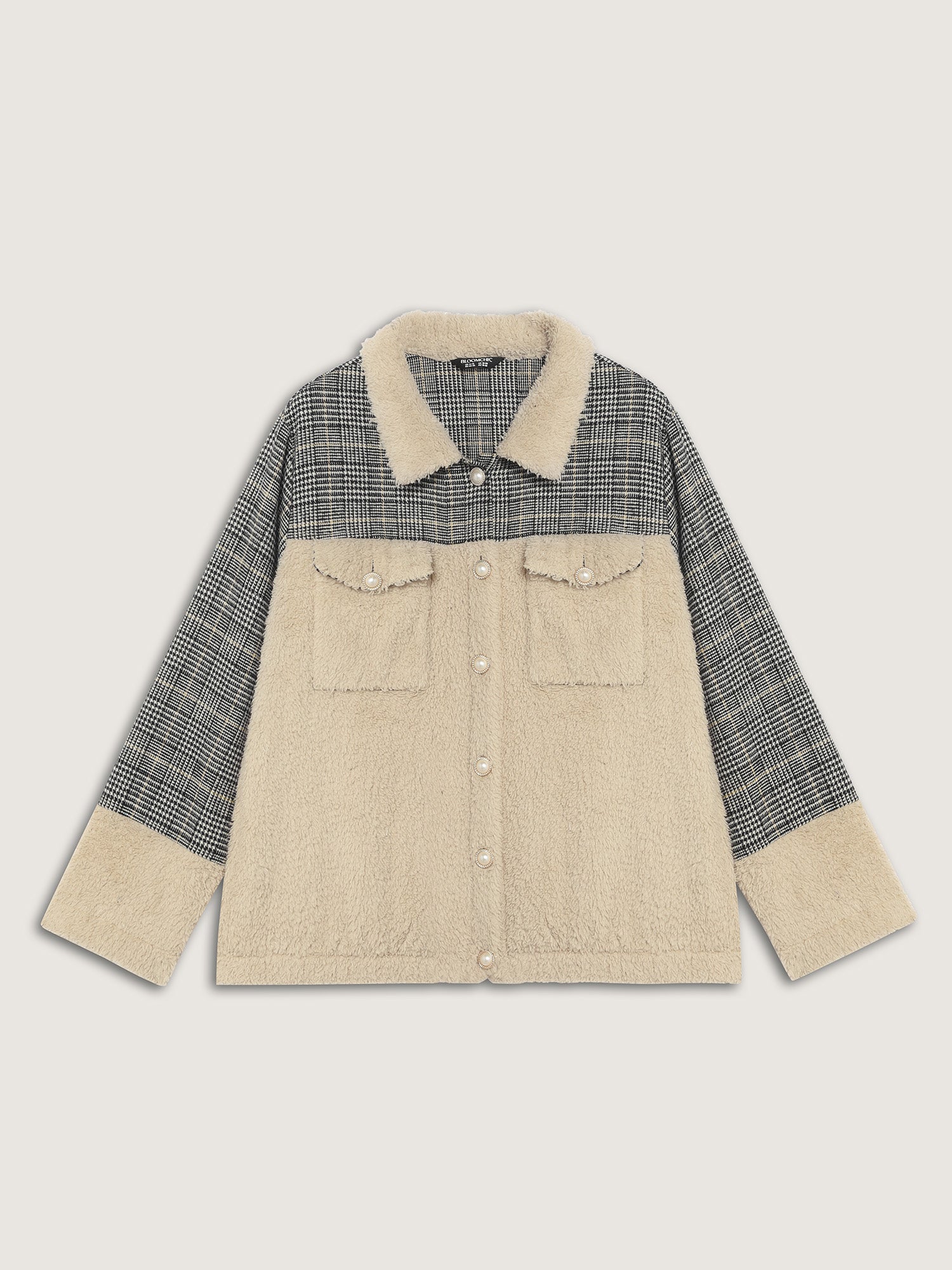 Plush Patchwork Patch Pockets Jacket - Image 9