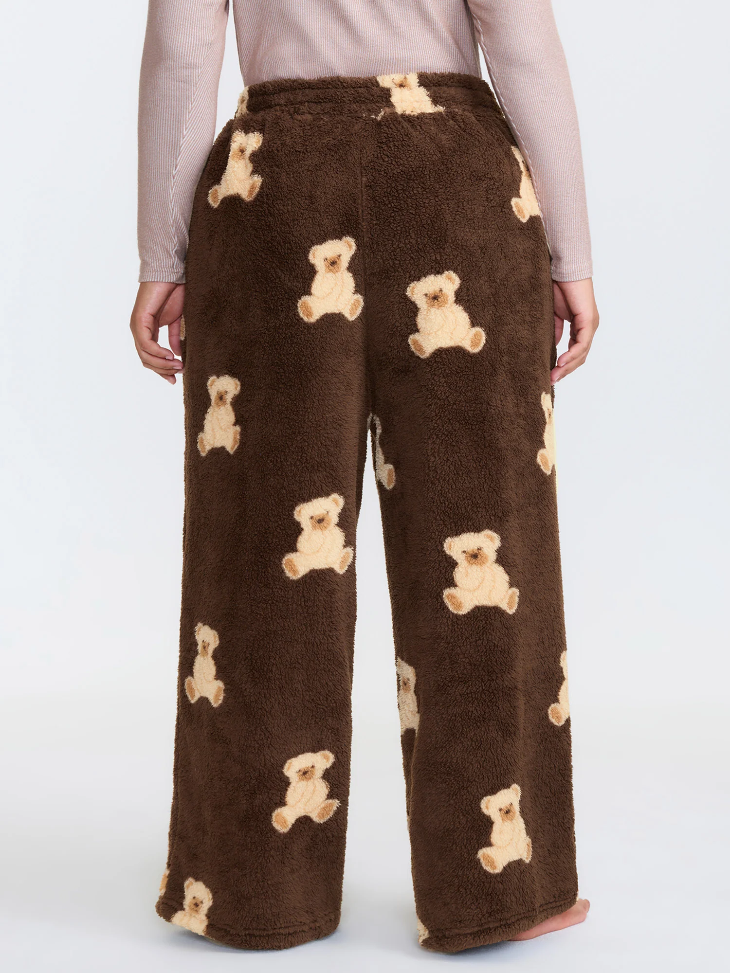 Plush Teddy Pattern Pockets Lounge Bottoms - Image 5