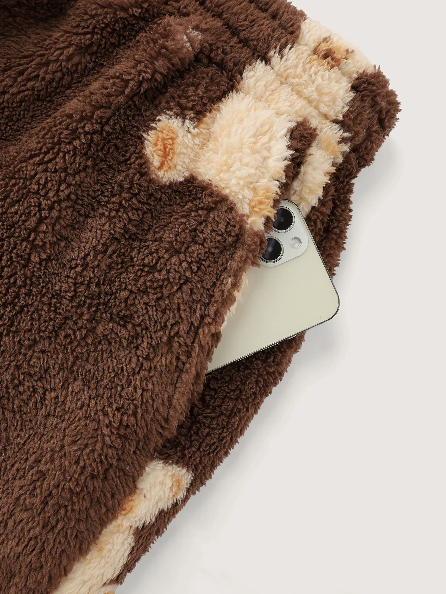 Plush Teddy Pattern Pockets Lounge Bottoms - Image 7