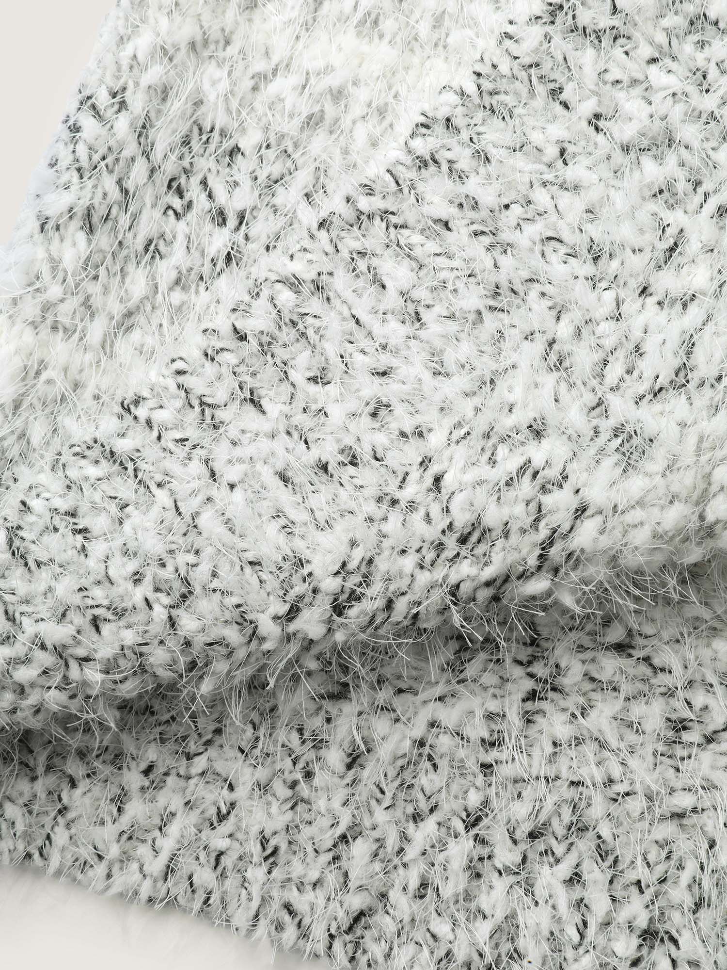 Plush Textured Striped Knit Cardigan - Image 7