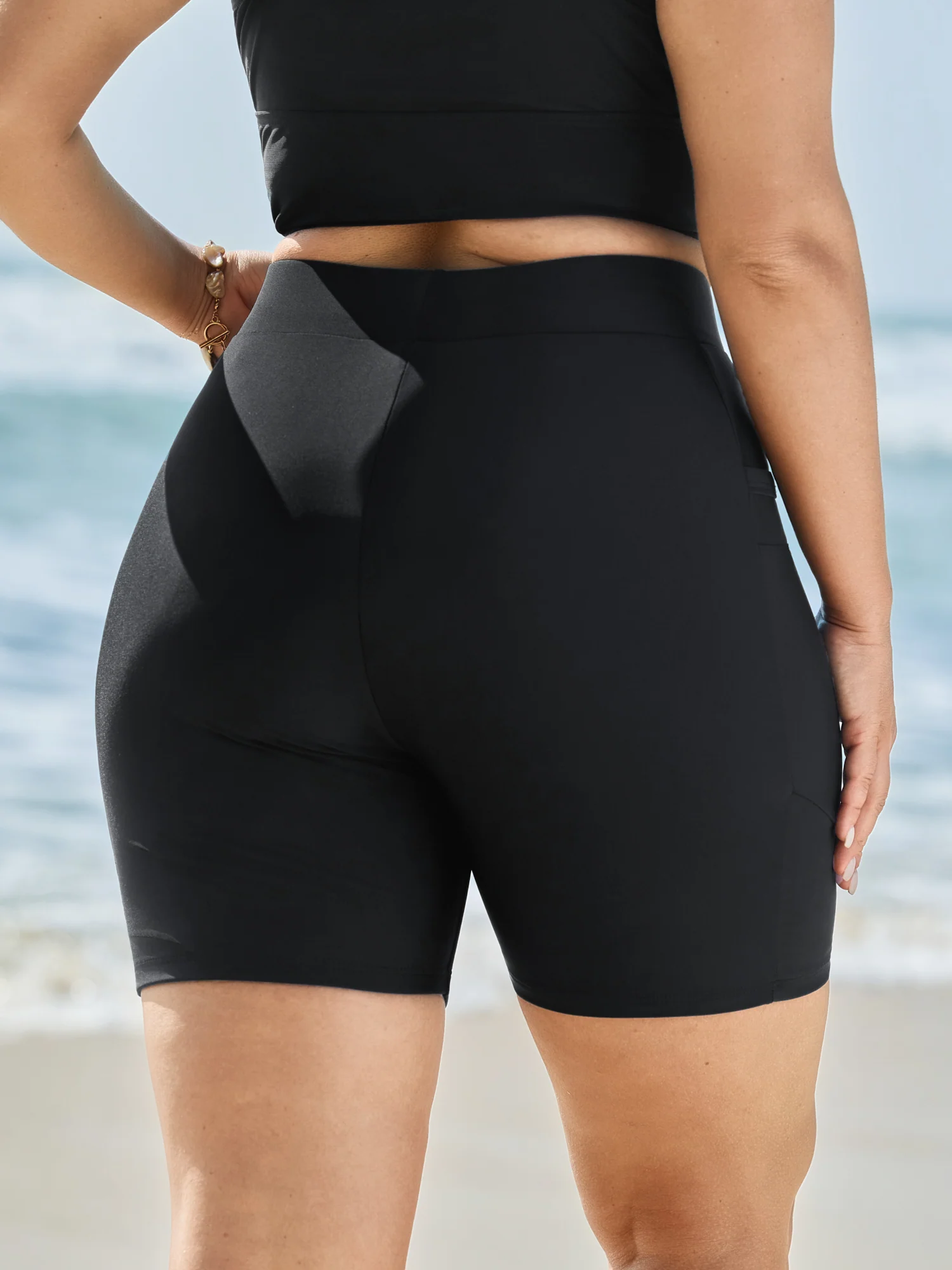 Pockets High-Waisted Swim Shorts - Image 4