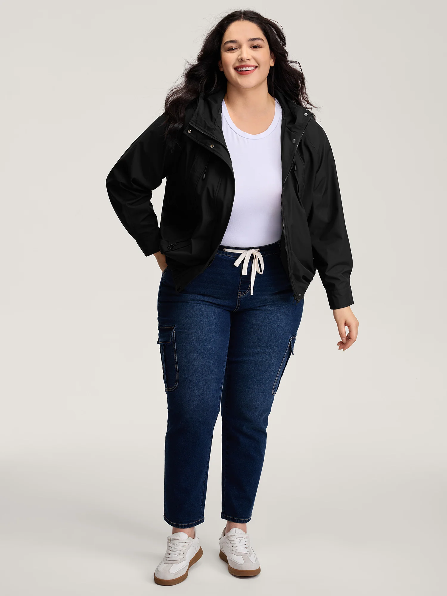 Pockets Zipper-Front Hooded Bomber Jacket - Image 4