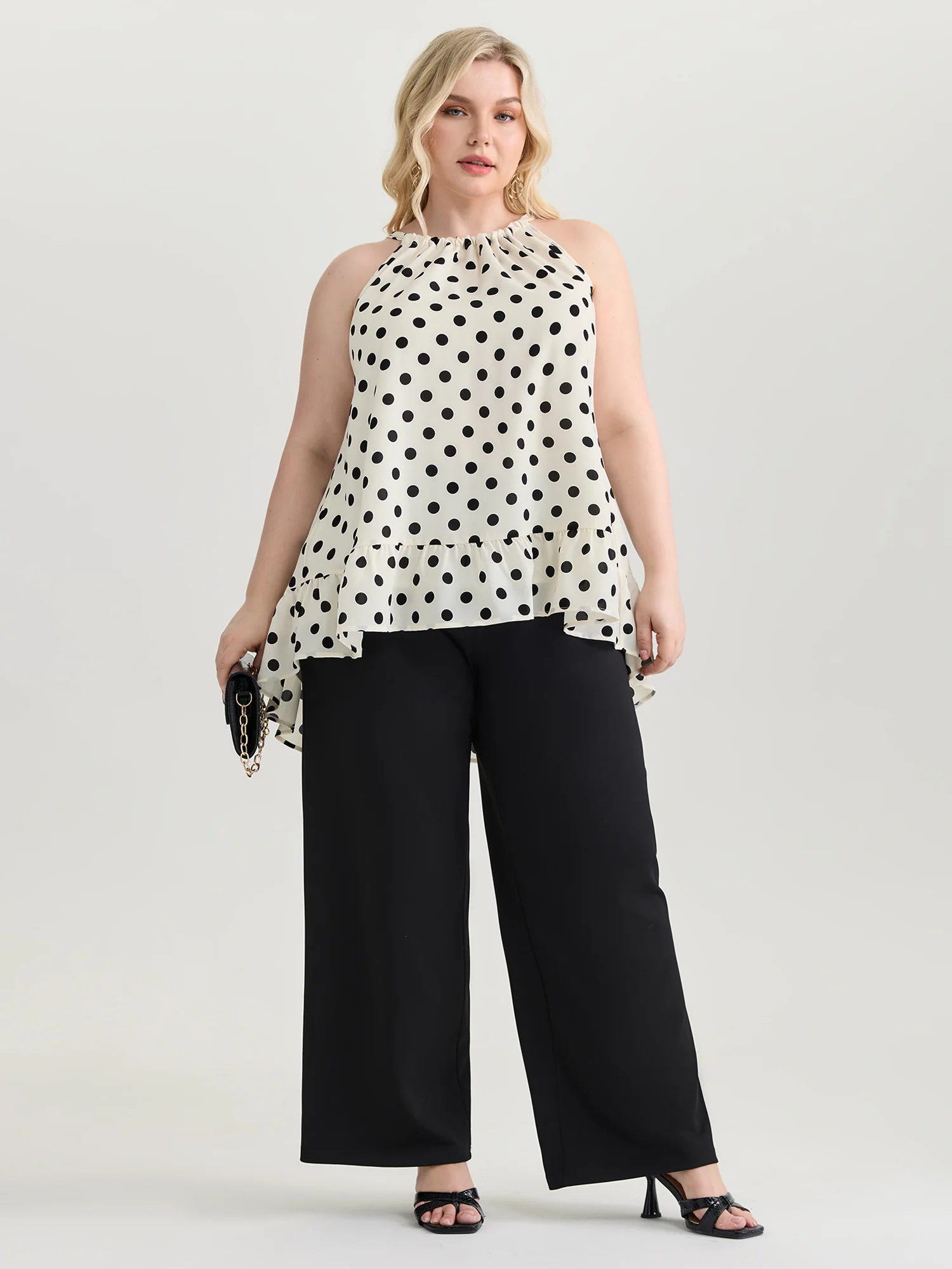 Polka Dot Charm Flowy Tank Top - Image 3