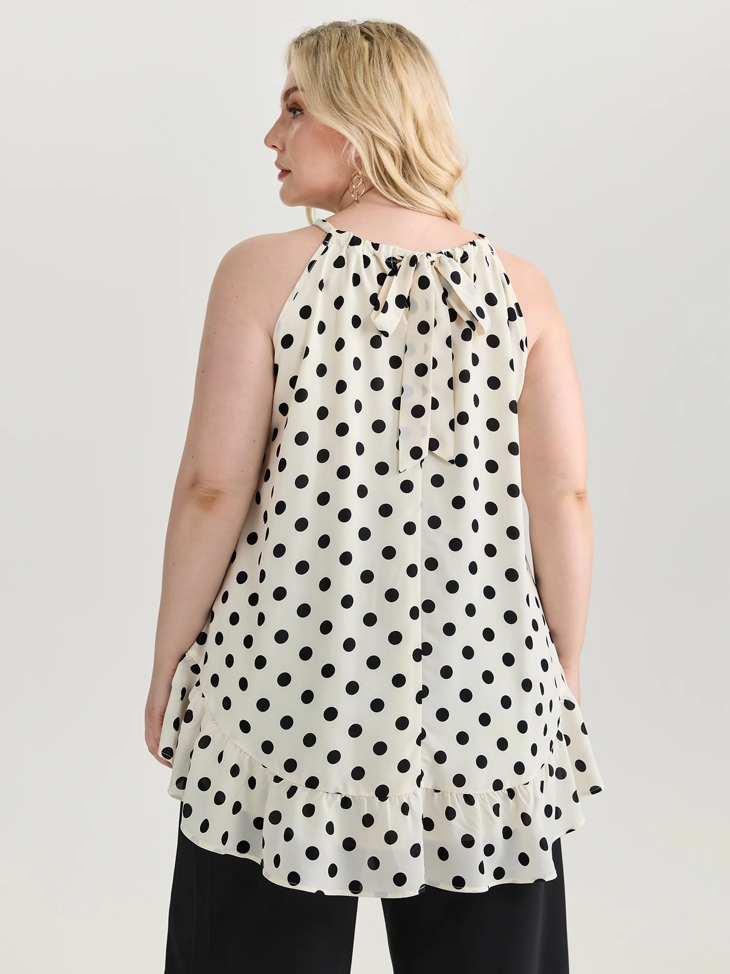 Polka Dot Charm Flowy Tank Top - Image 4