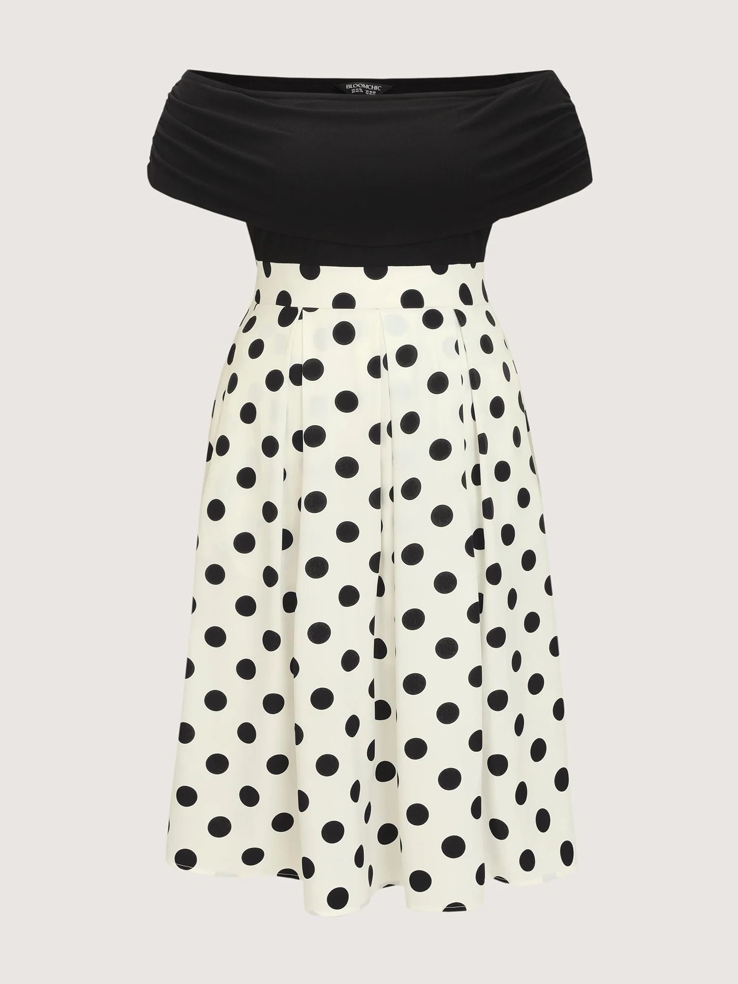Polka Dot Charm Off-Shoulder Midi Dress - Image 7