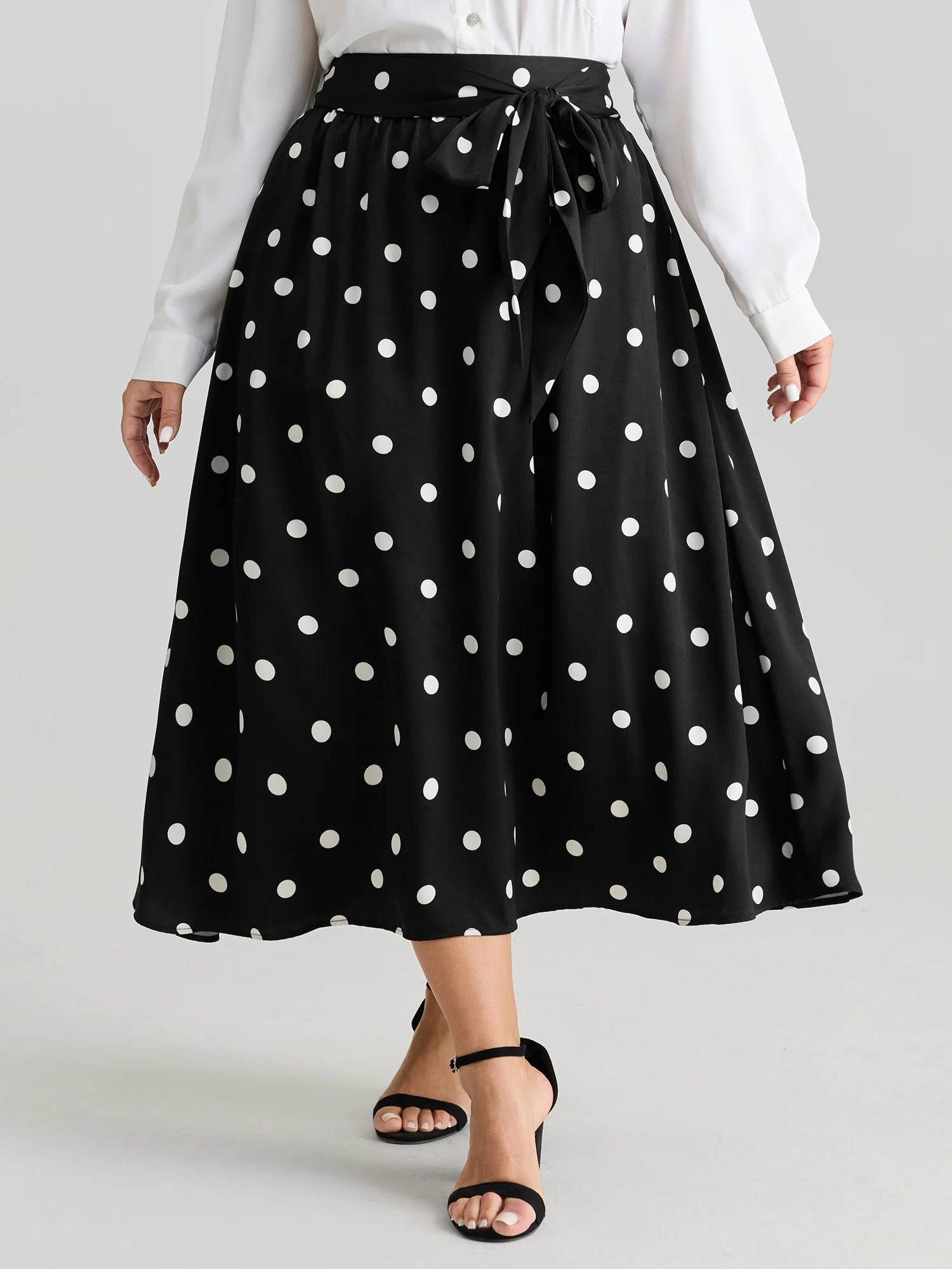 Polka Dot Charm Pleated Maxi Skirt - Image 2