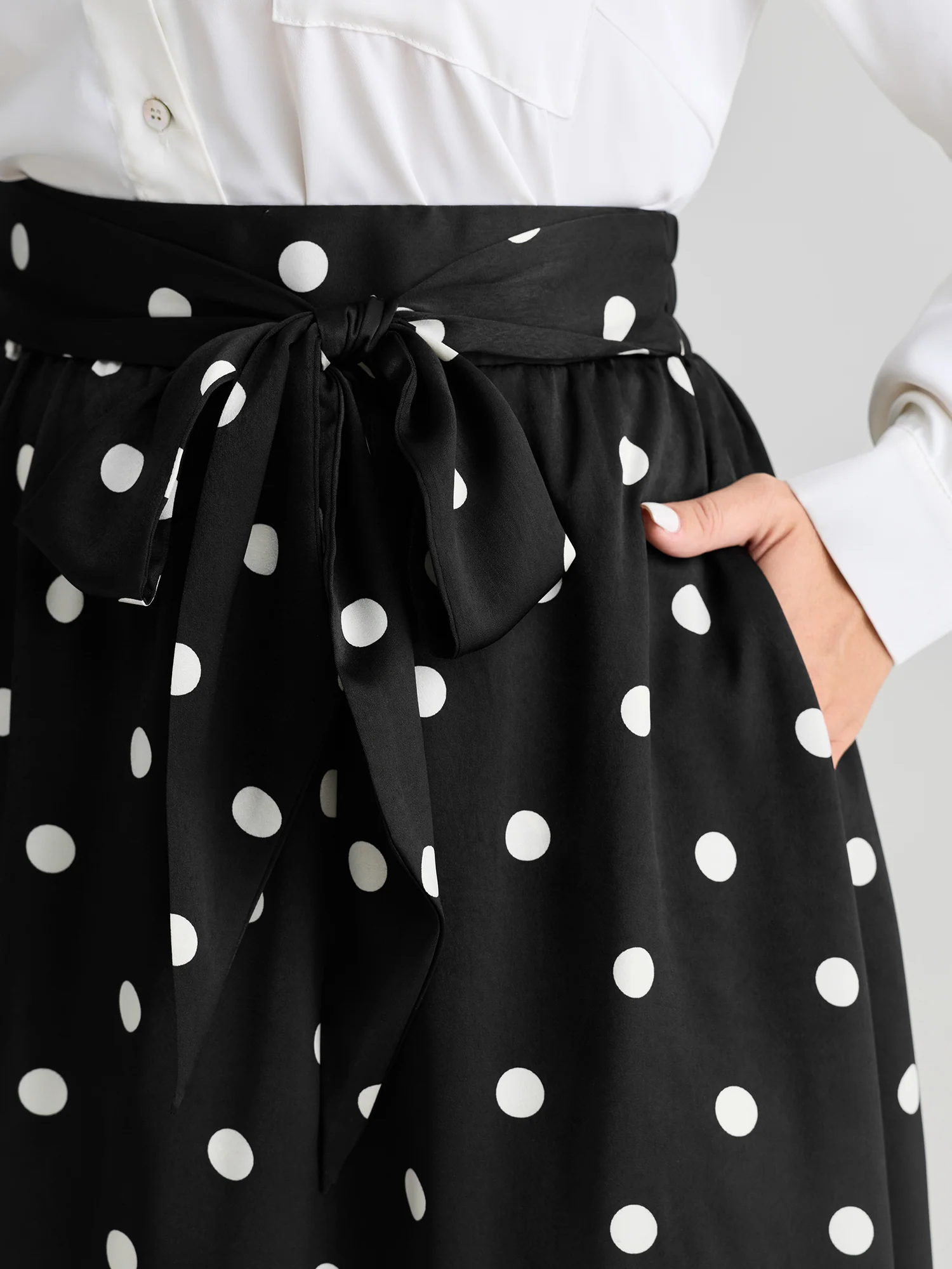 Polka Dot Charm Pleated Maxi Skirt - Image 3