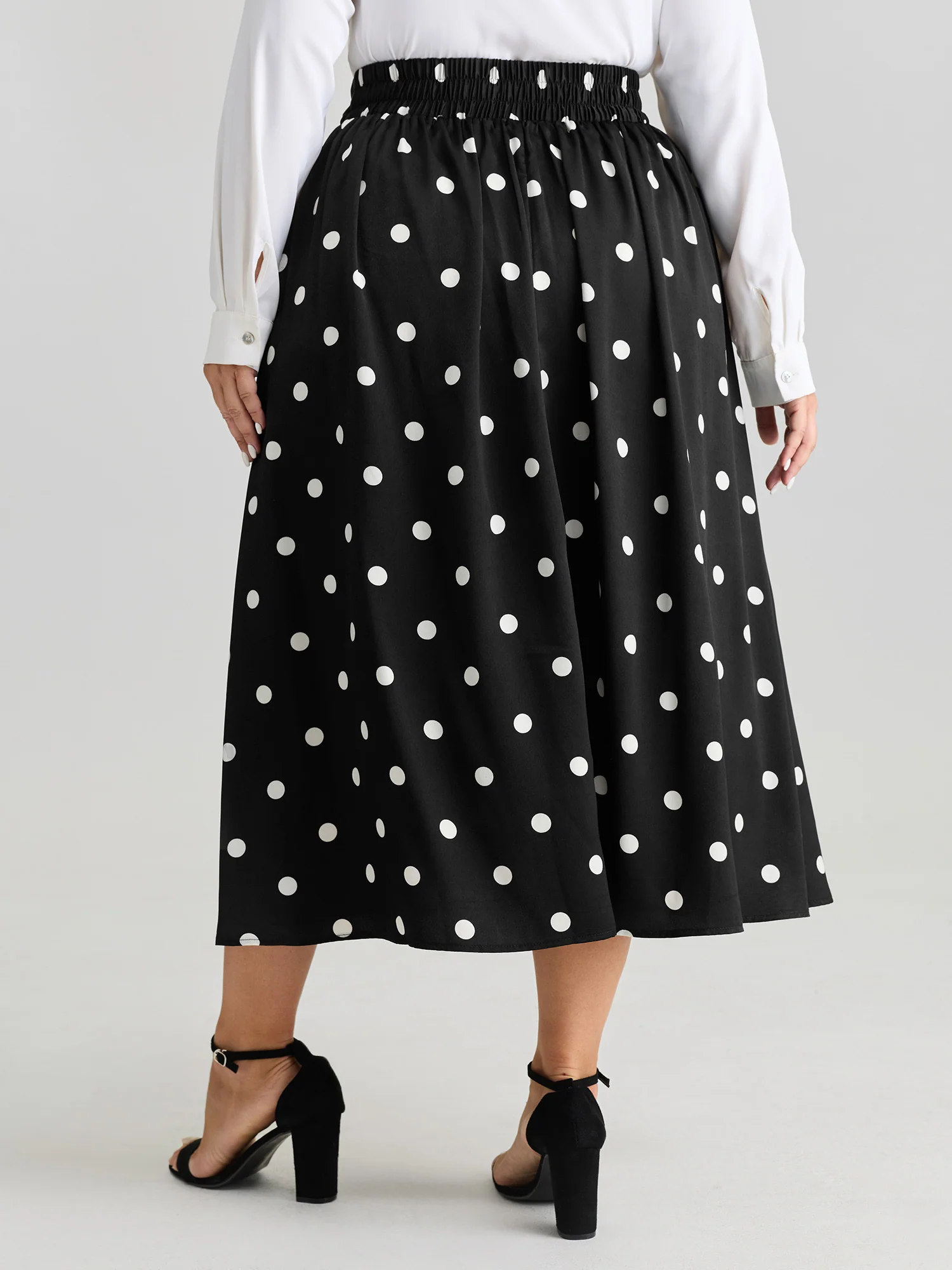Polka Dot Charm Pleated Maxi Skirt - Image 5