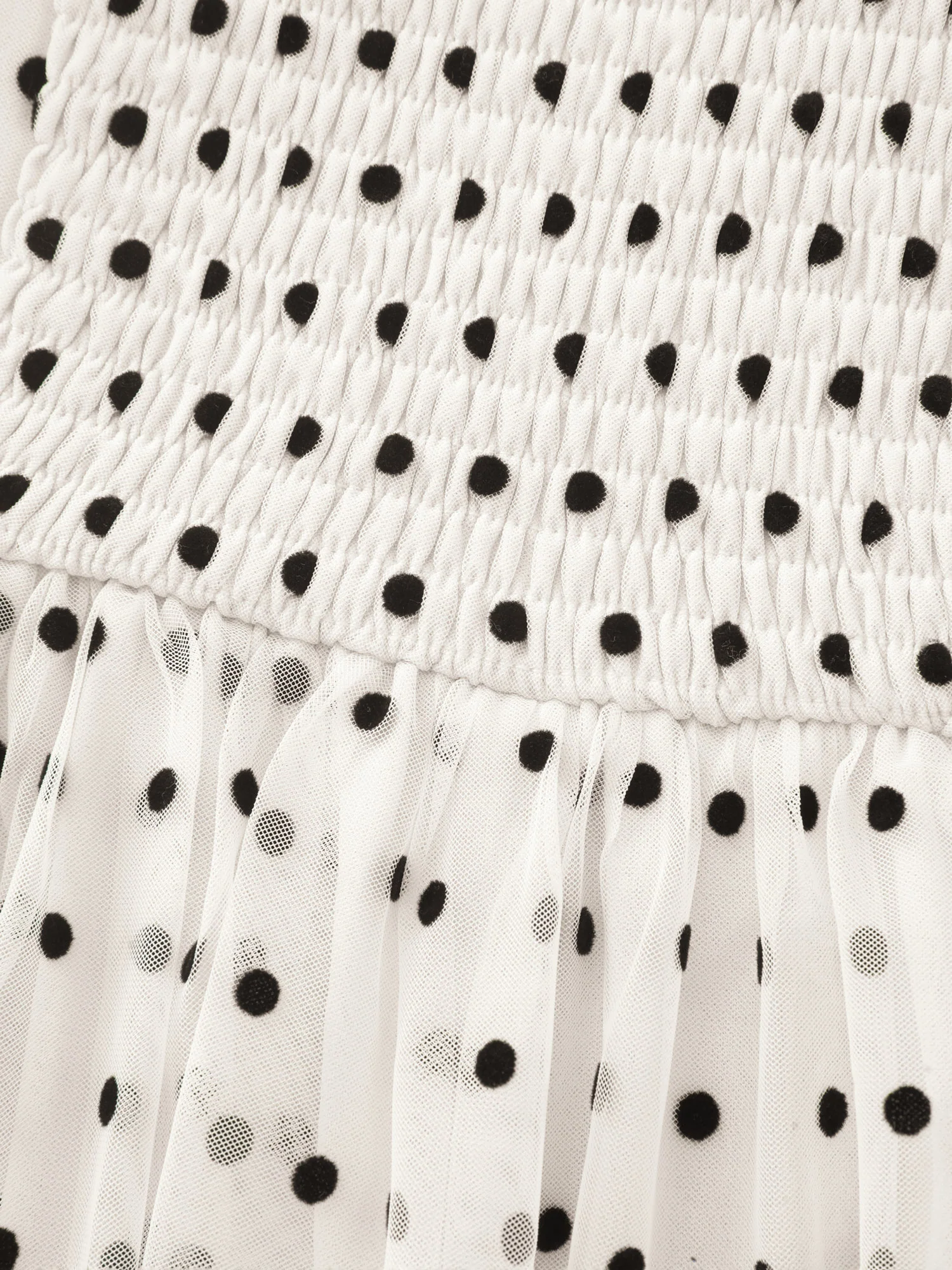 Polka Dot Charm Shirred Sheer Midi Dress - Image 5