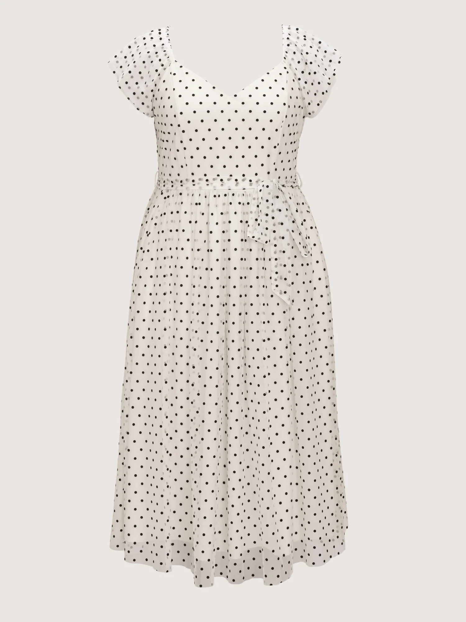 Polka Dot Charm Shirred Sheer Midi Dress - Image 7