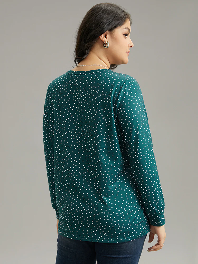 Polka Dot Contrast Basic T-shirt - Image 2