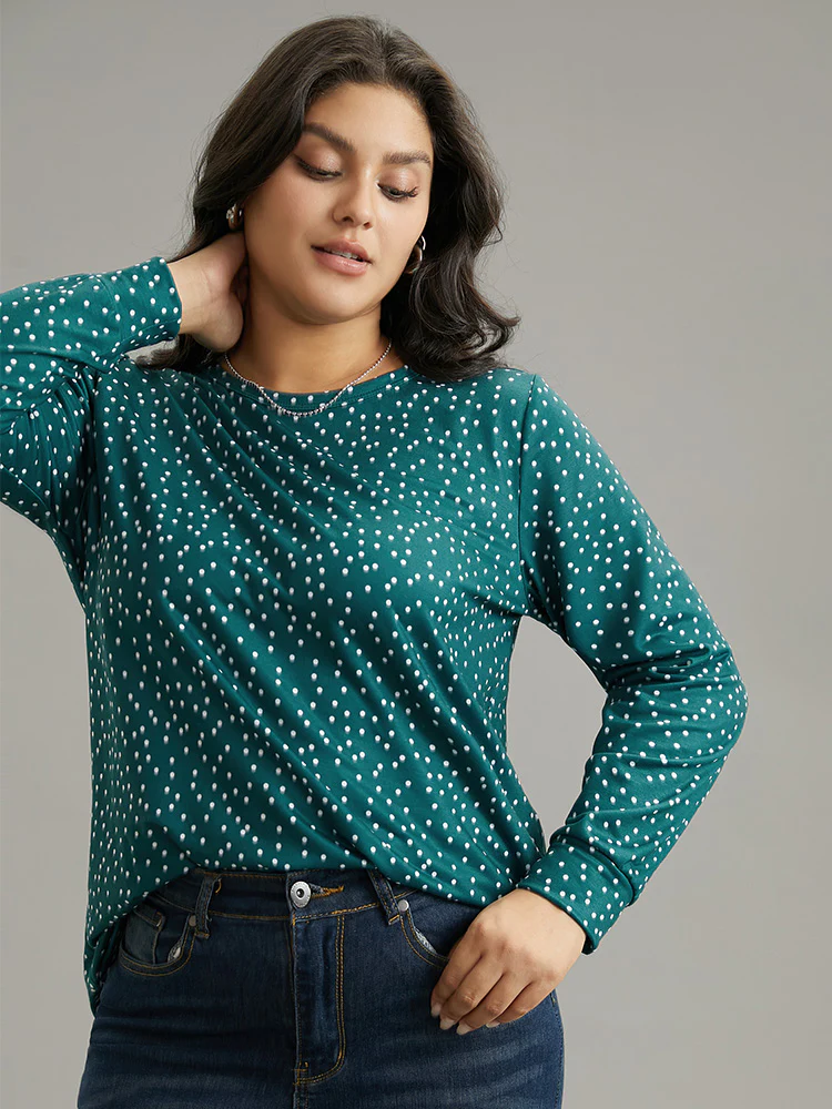 Polka Dot Contrast Basic T-shirt - Image 3
