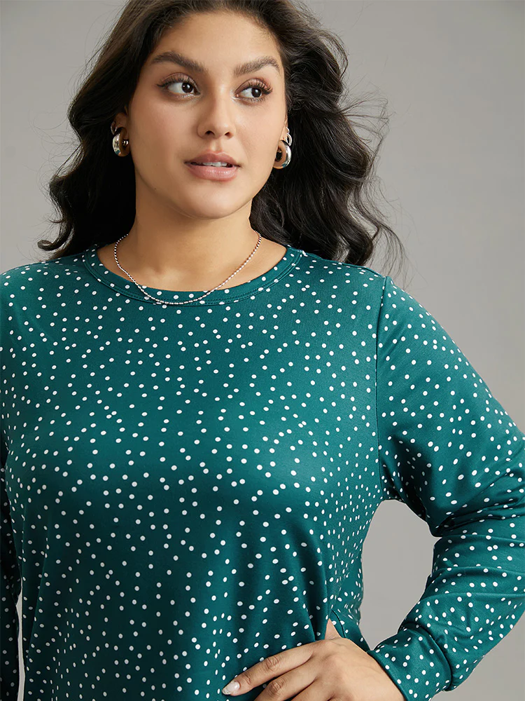 Polka Dot Contrast Basic T-shirt - Image 6