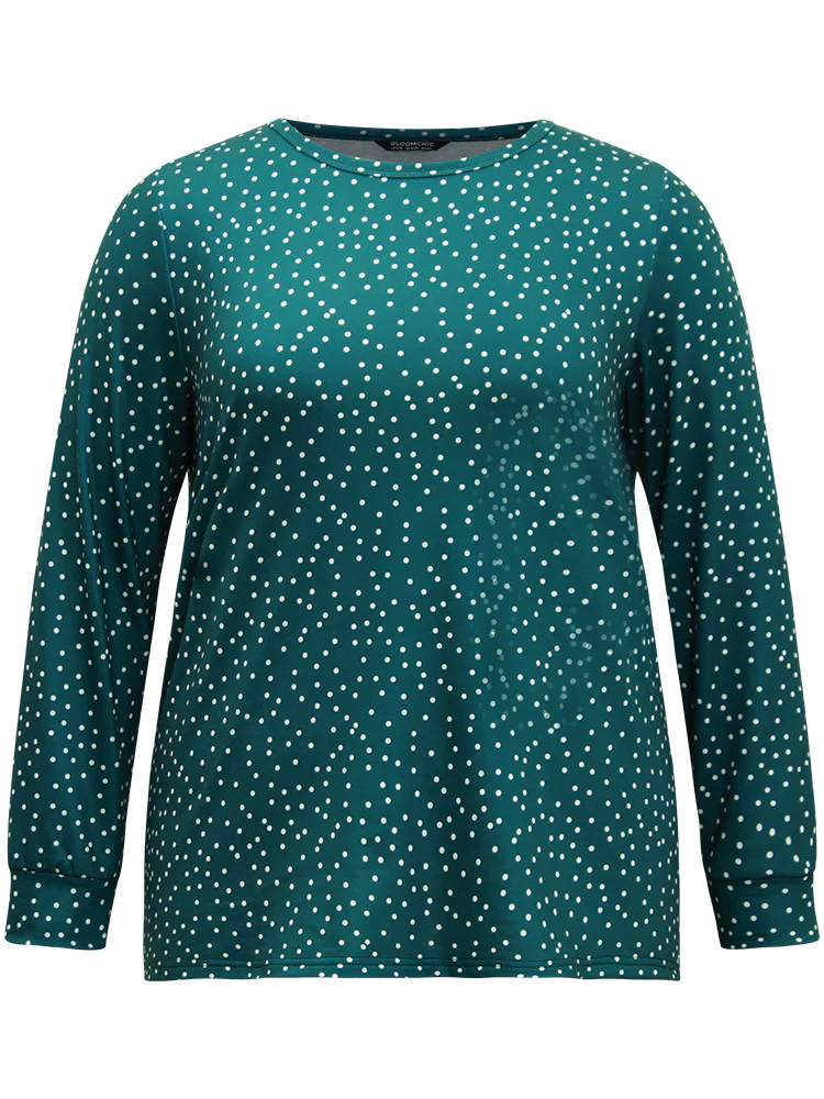 Polka Dot Contrast Basic T-shirt - Image 7