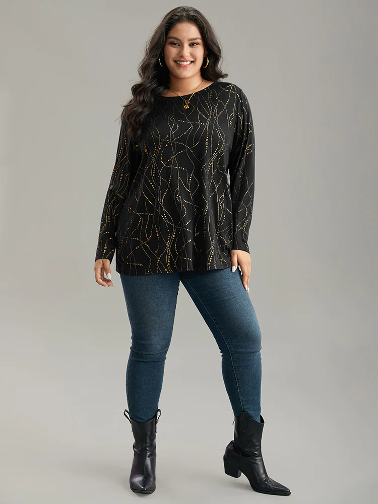 Polka Dot Contrast Round Neck T-shirt - Image 23