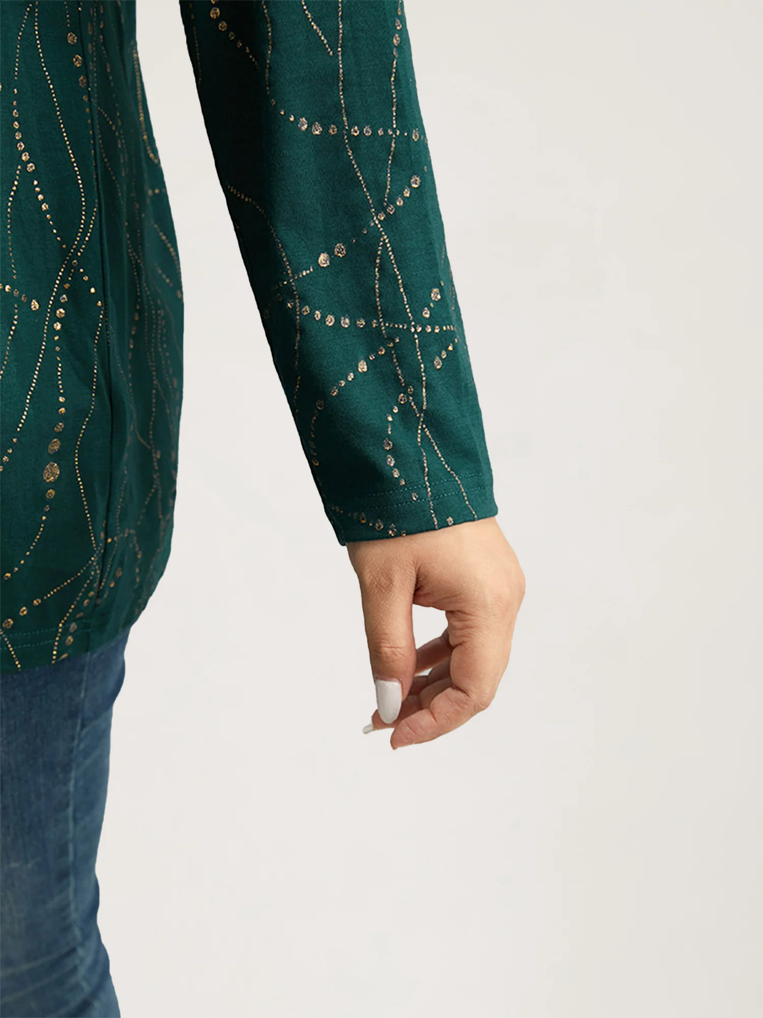Polka Dot Contrast Round Neck T-shirt - Image 6