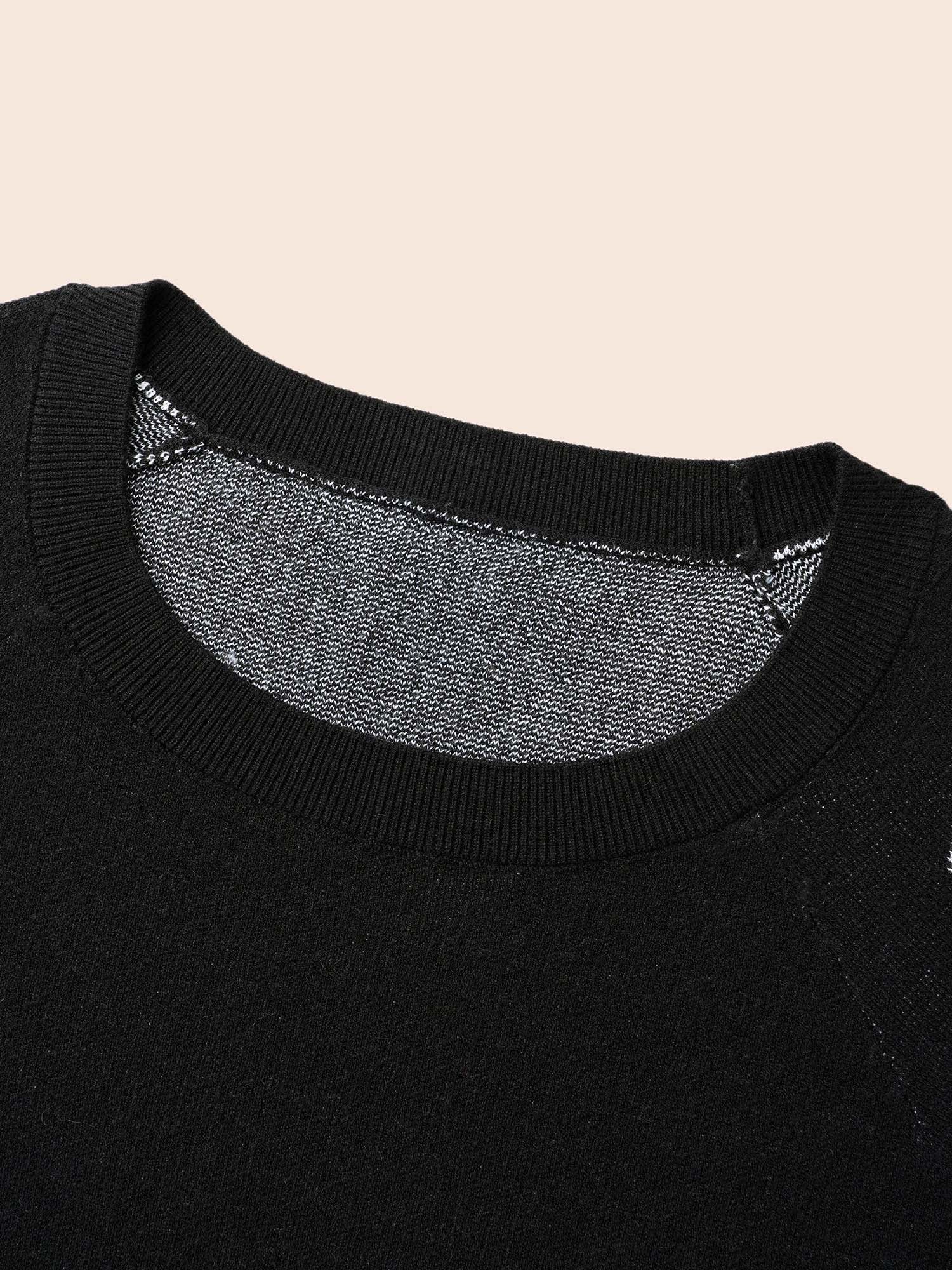 Polka Dot Crew Neck Raglan Sleeve Pullover - Image 7