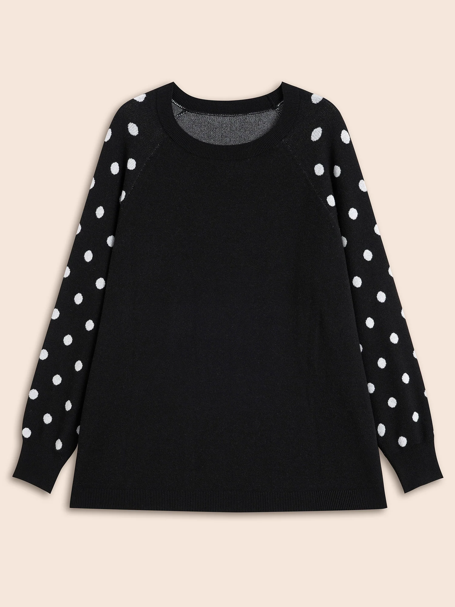 Polka Dot Crew Neck Raglan Sleeve Pullover - Image 8