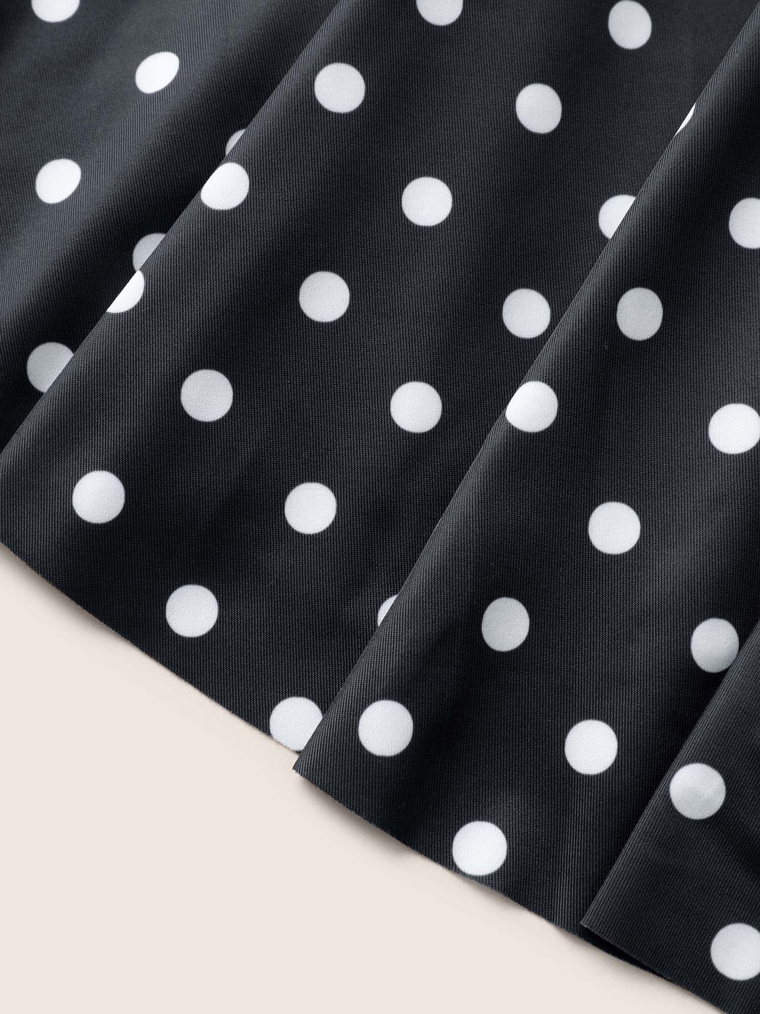 Polka Dot Crossover Ruched Flutter Hem Swim Dress - Image 5